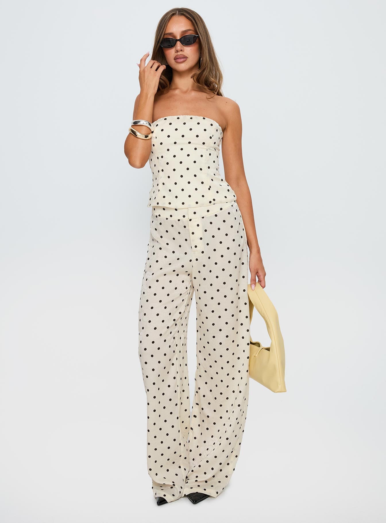 Powdered Sugar Strapless Set Cream Polka - Image 3