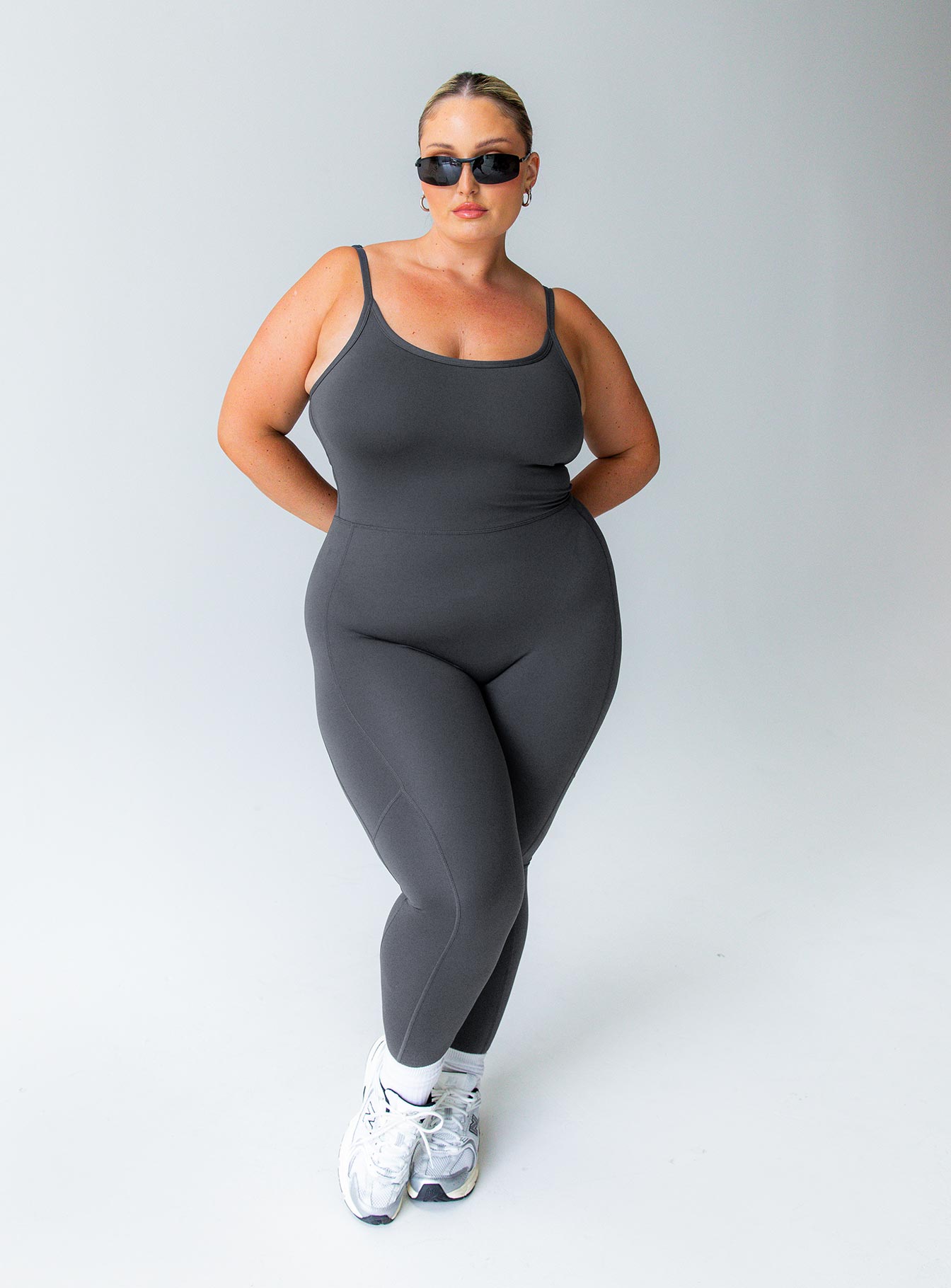 Go Getter Activewear Jumpsuit Grey Curve - Image 2