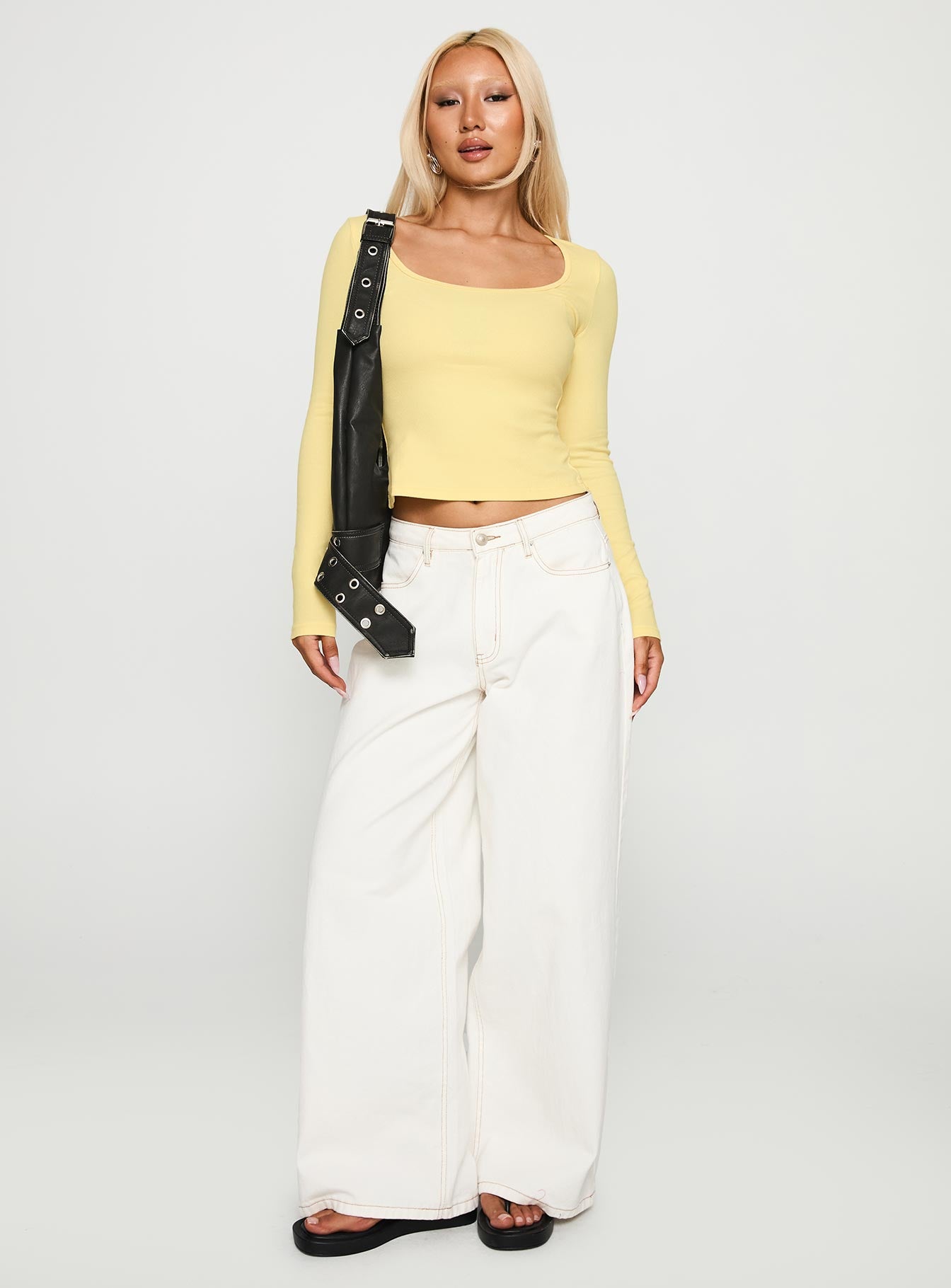Baseline Rib Long Sleeve Top Yellow - Image 3