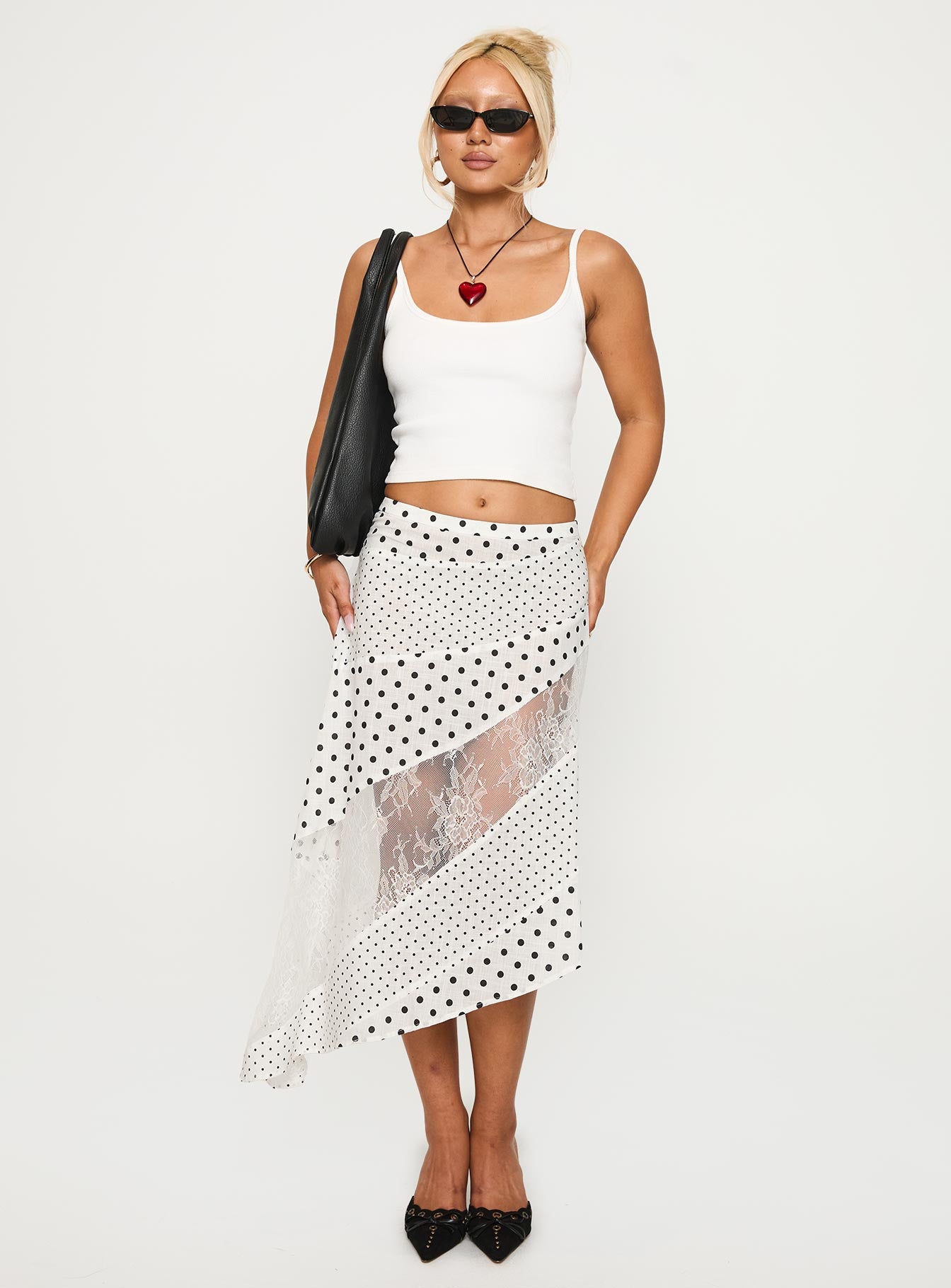 Rennar Maxi Skirt White Polka Dot - Image 3