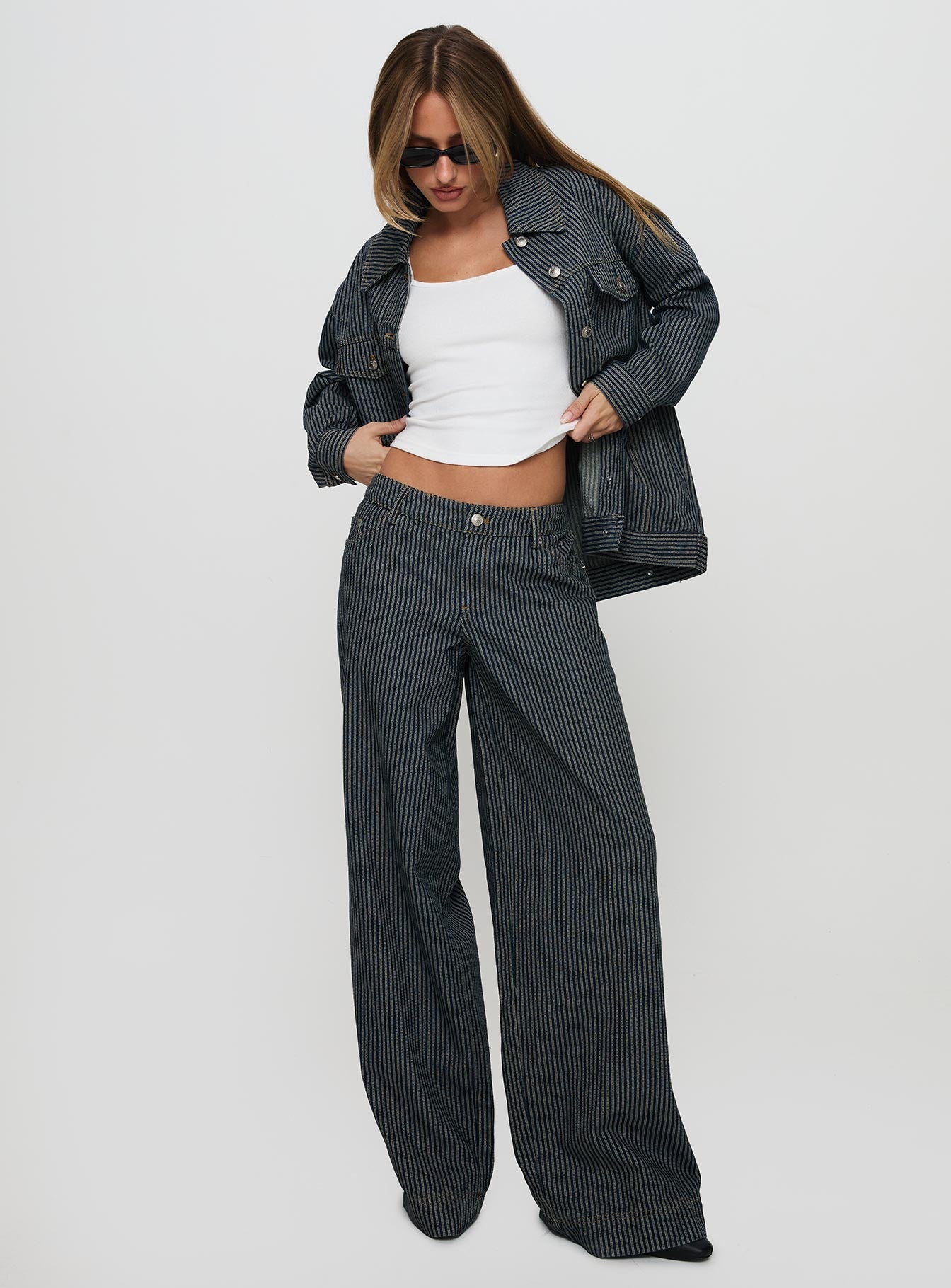 Actually Invested Low Rise Pants Denim Stripe - Image 4