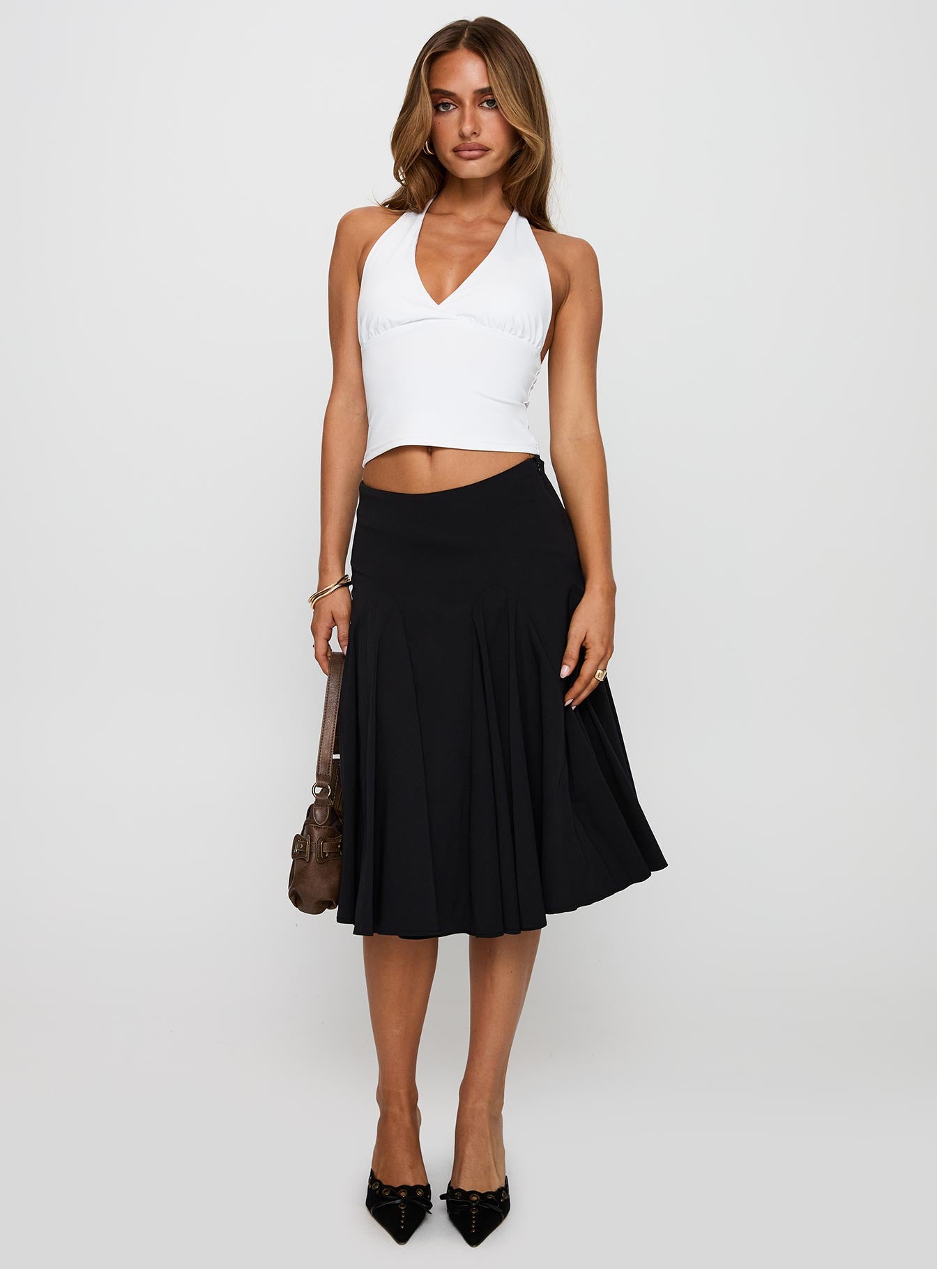 Agnette Low Rise Midi Skirt Black - Image 3