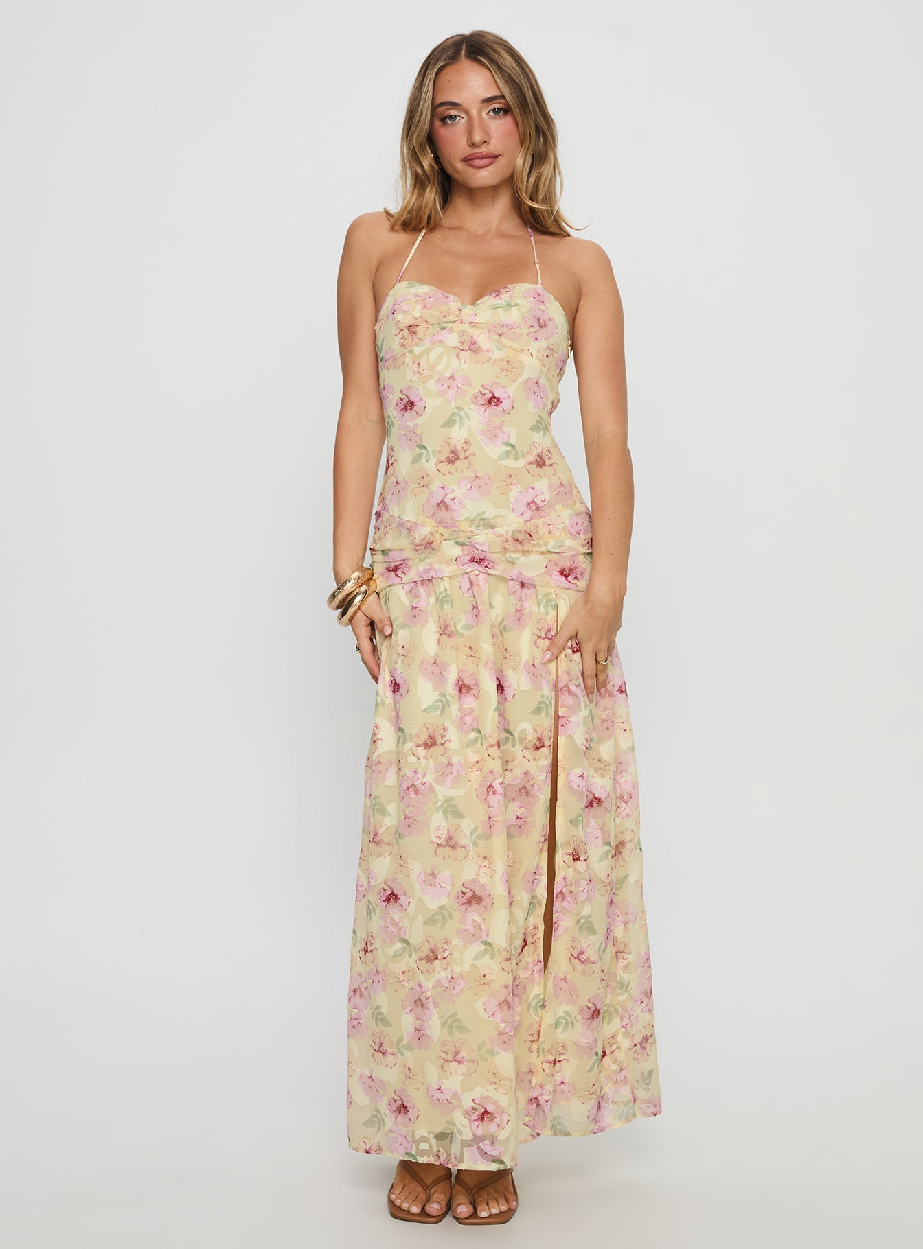 Deserae Halter Maxi Dress Floral Multi - Image 2