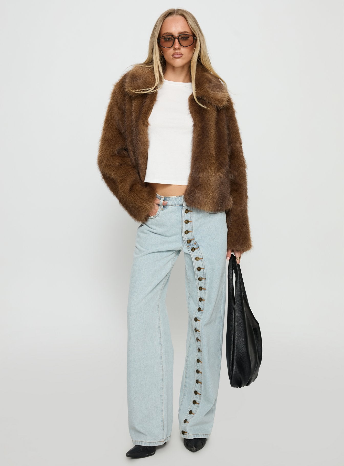 Dawnn Faux Fur Jacket Brown - Image 3
