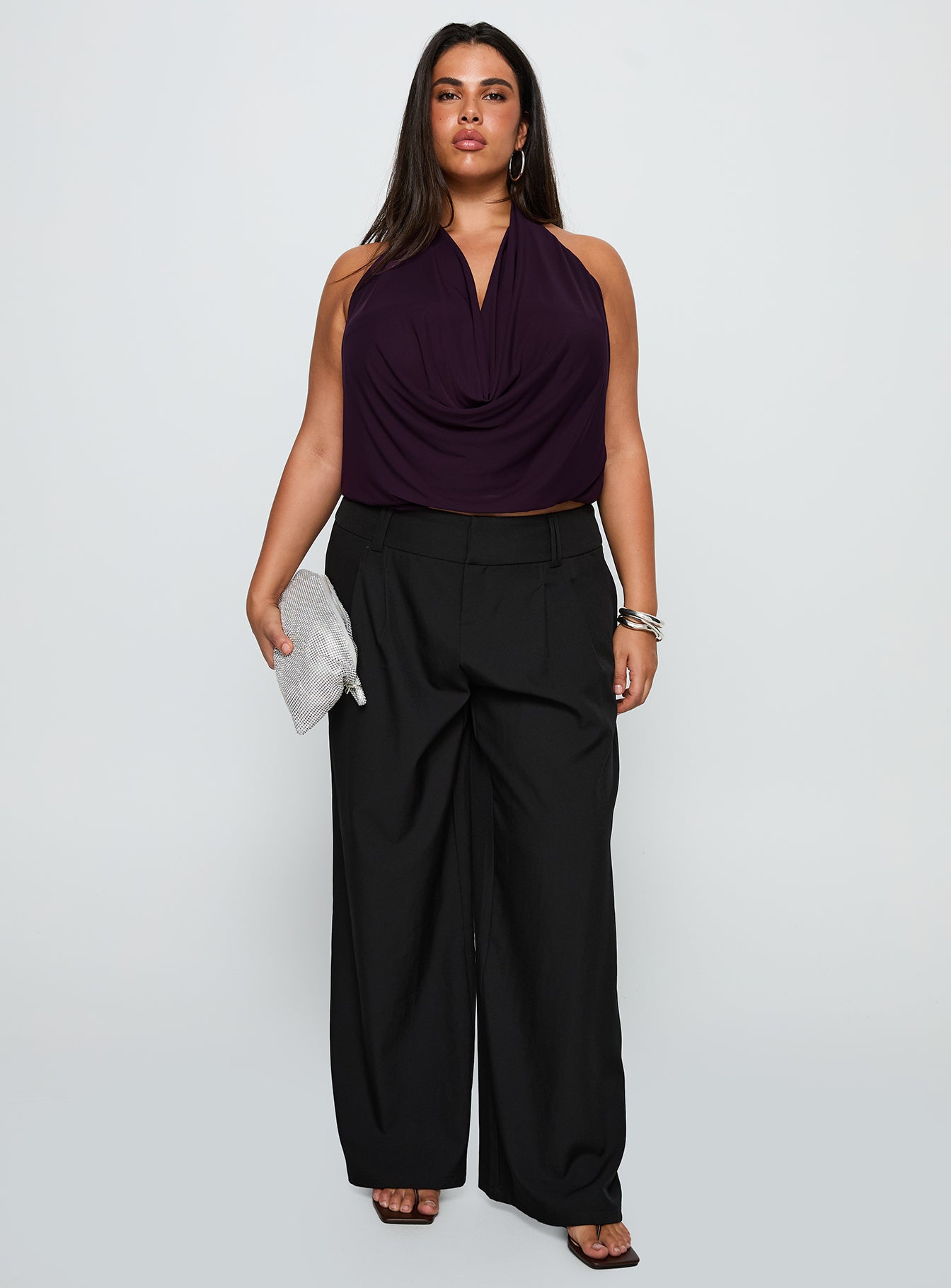 Carefree Days Cowl Neck Top Purple Curve - Image 2