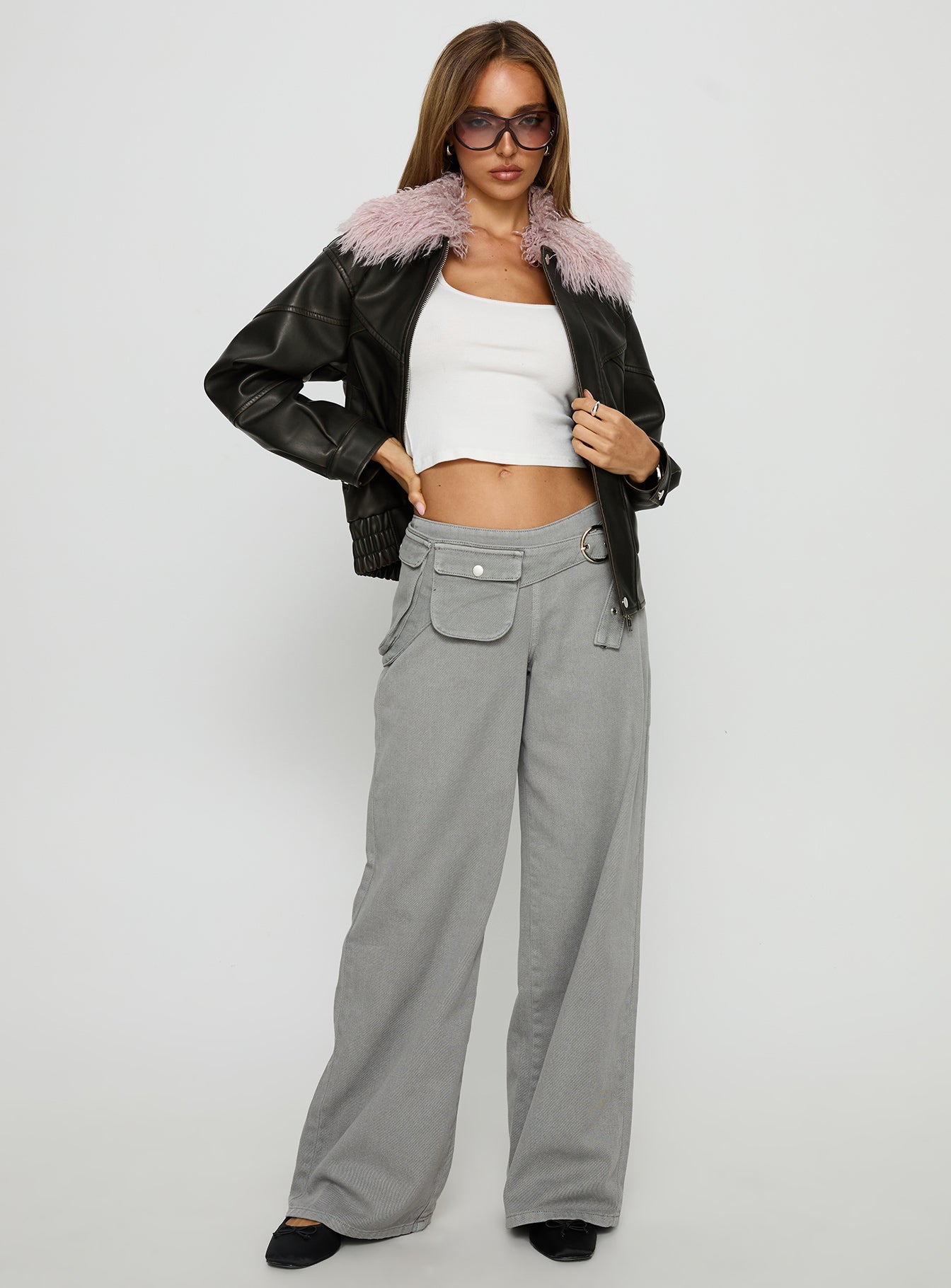 Brittanni Fluffy Collar Jacket Brown Pink - Image 3