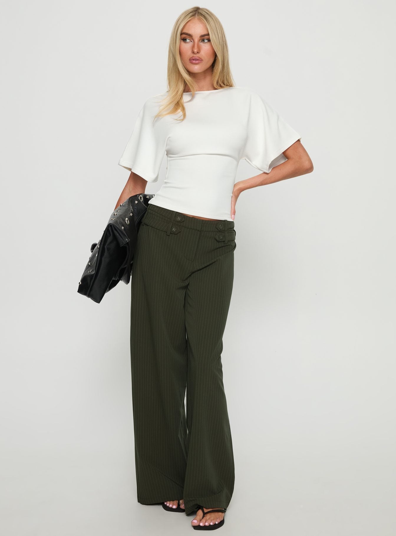 Arazia Cinched Short Sleeve Top White - Image 3