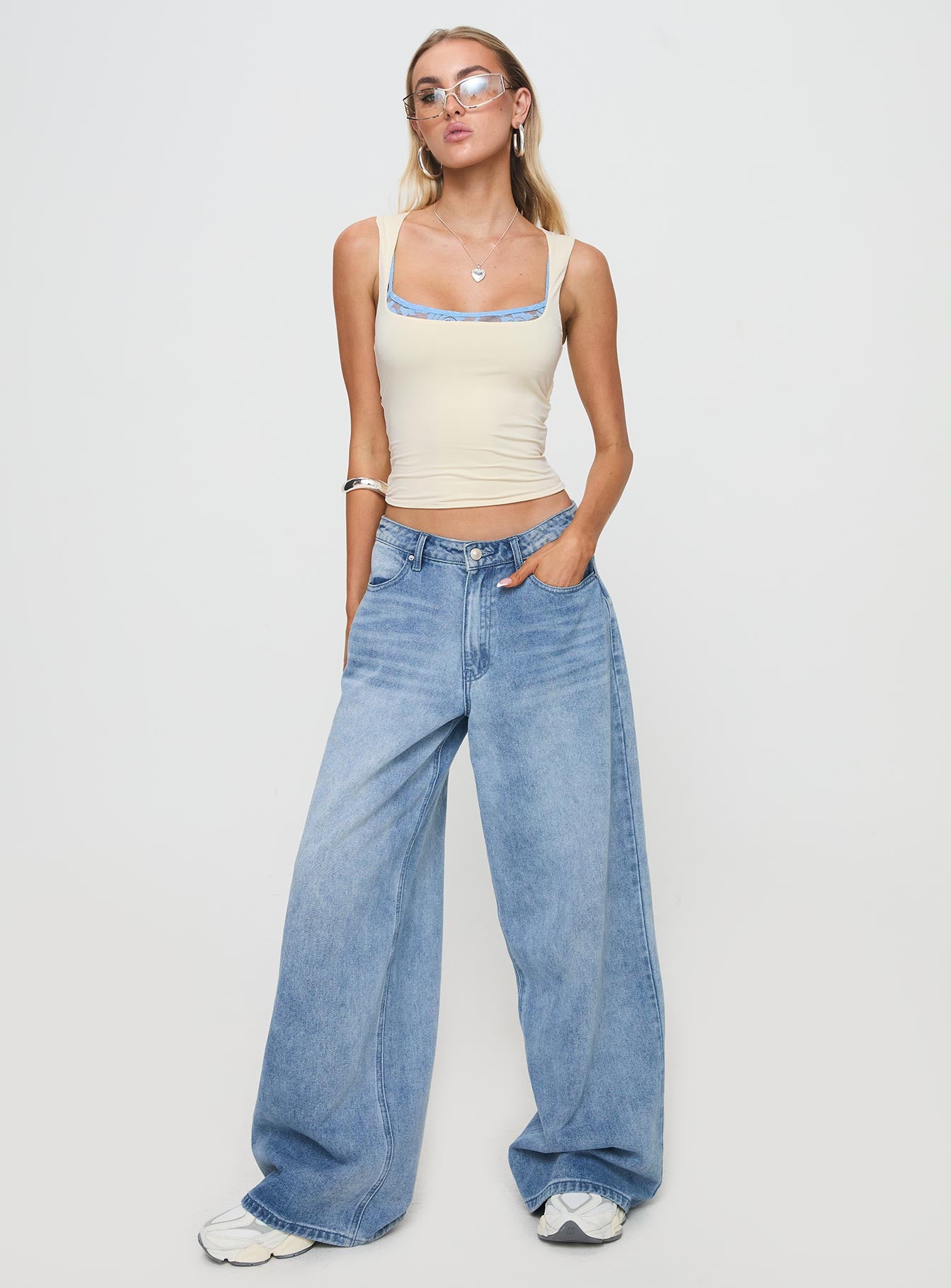 Back In Time Top Cream Blue - Image 3