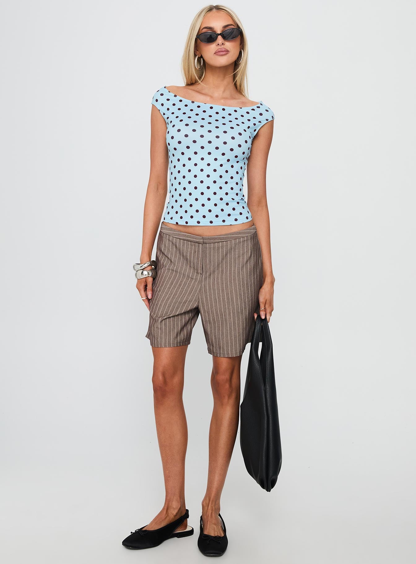 Cheirosa Off Shoulder Top Blue Brown - Image 3