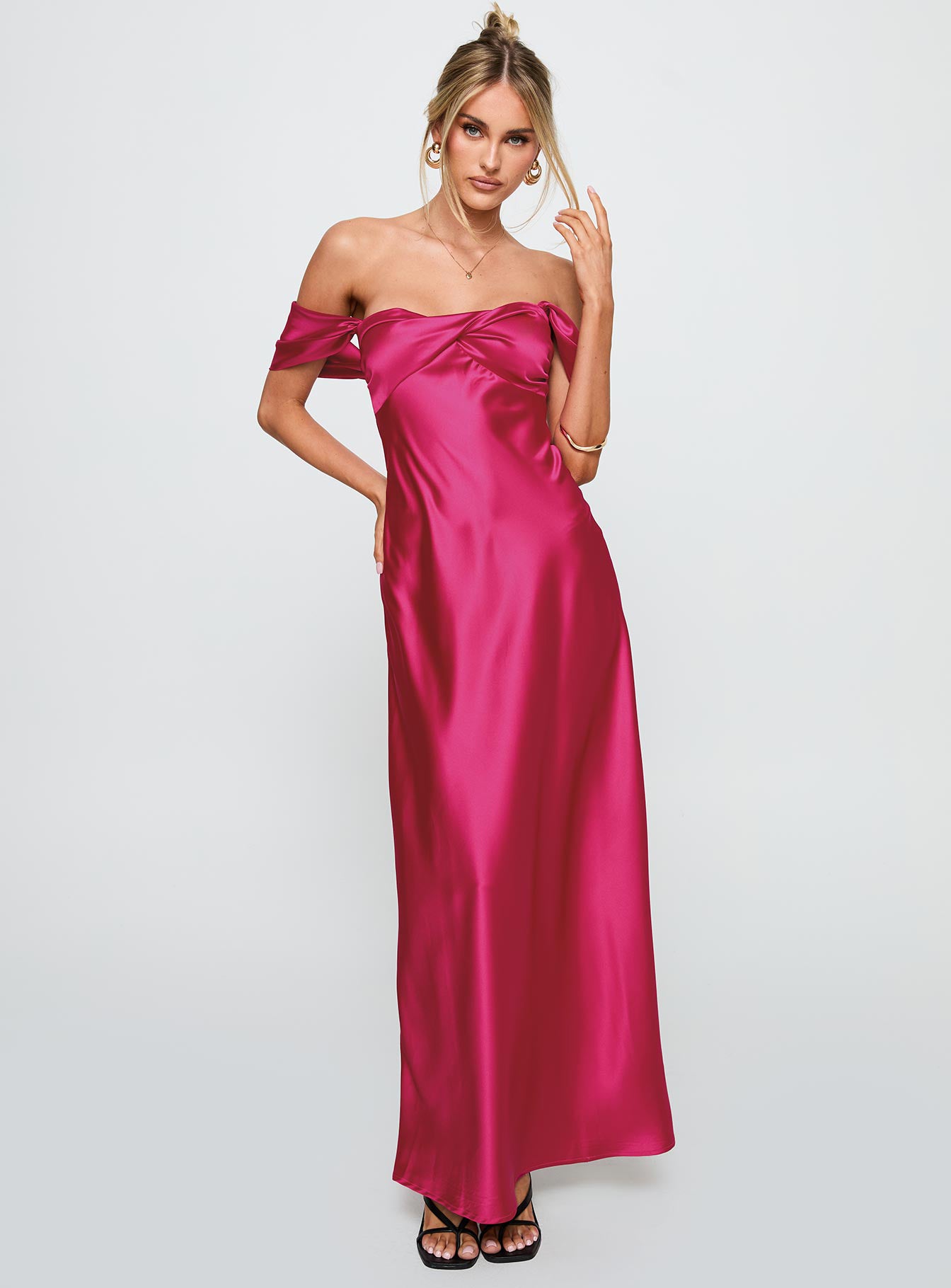 Live For You Off The Shoulder Maxi Dress Hot Pink - Image 3