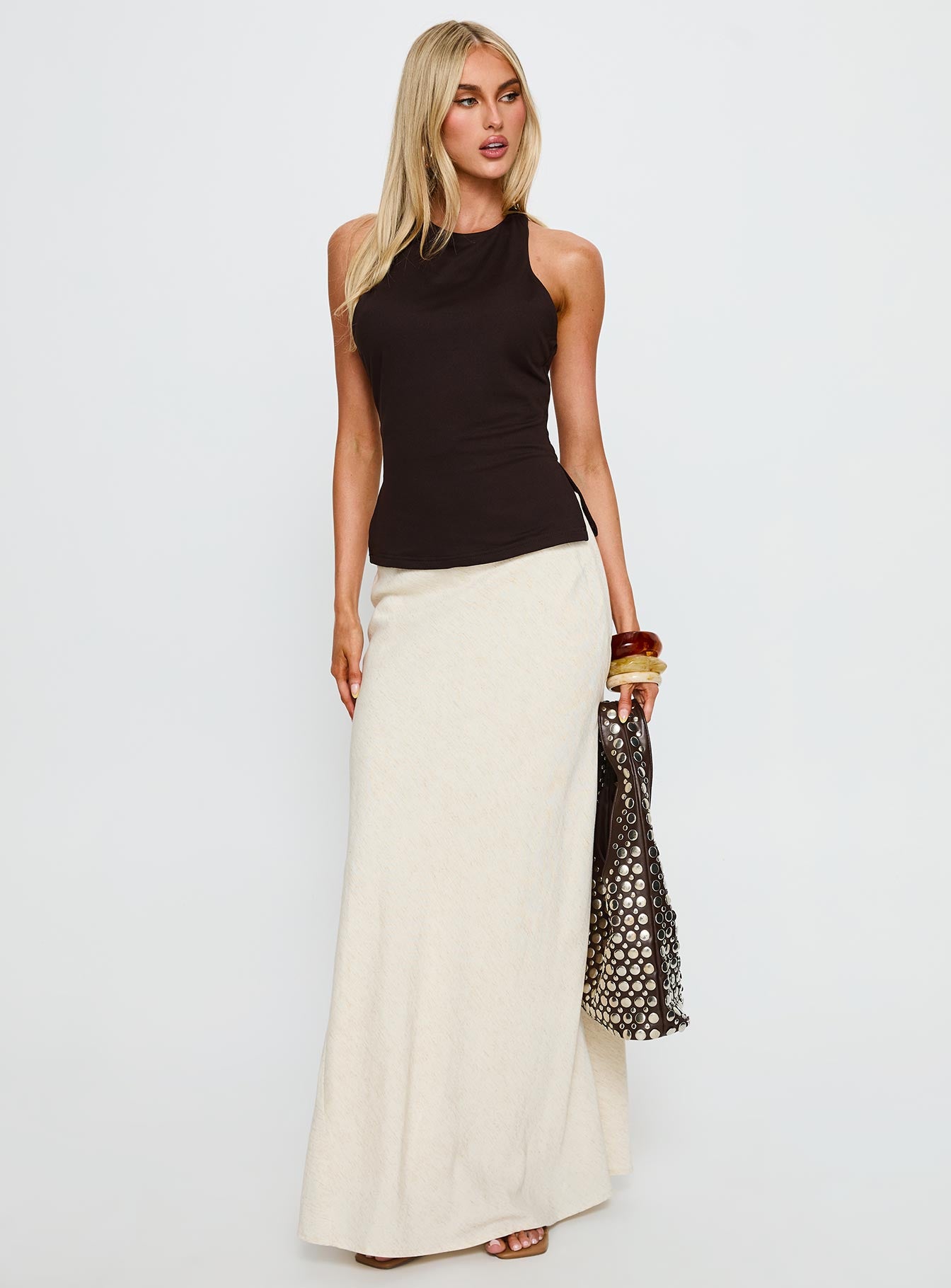 Harlene Back Detail Top Brown - Image 3
