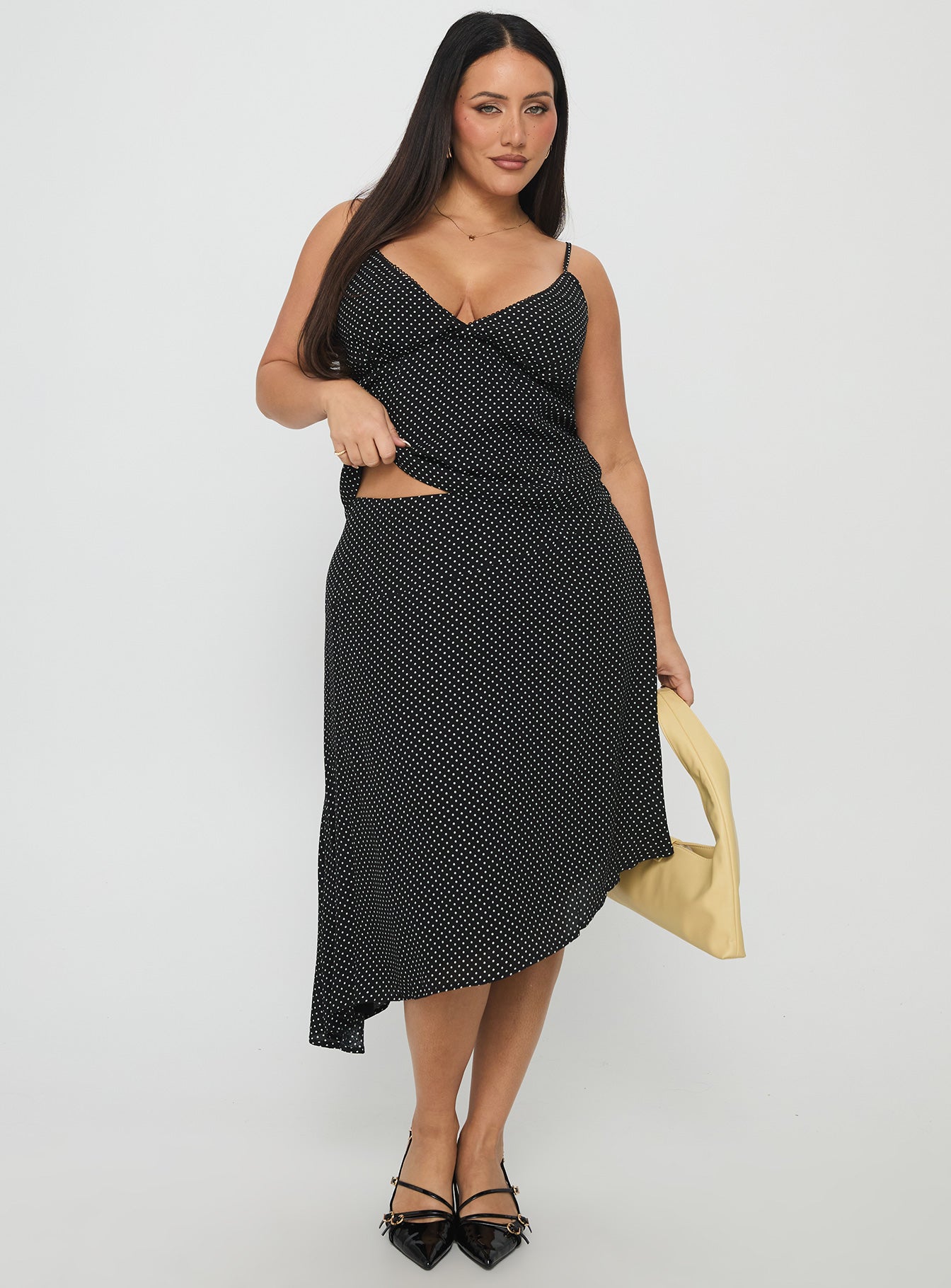Cabernet Asymmetrical Set Black Polka Curve - Image 3