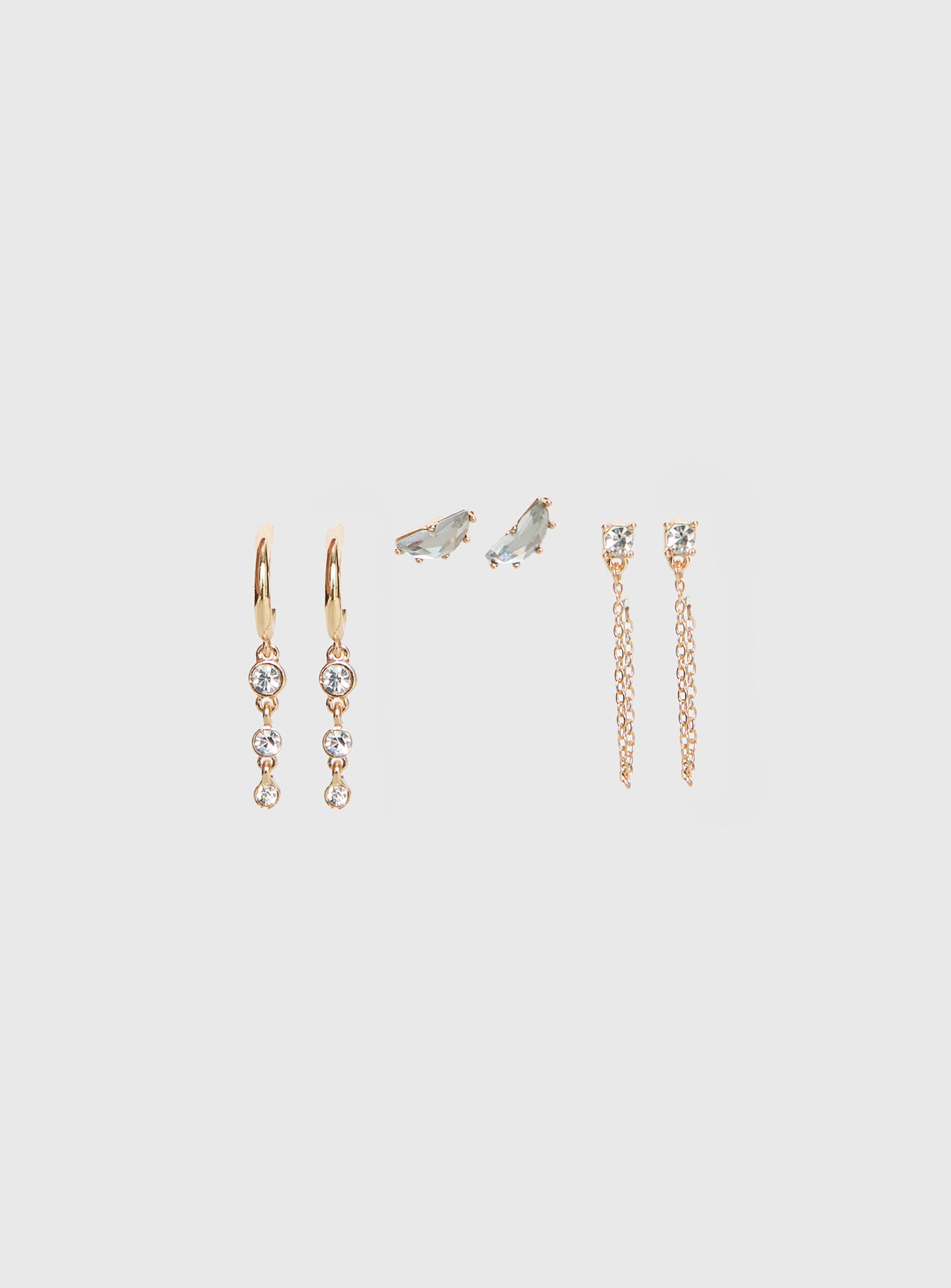 Think Later Diamante Earring Pack Gold - Image 2