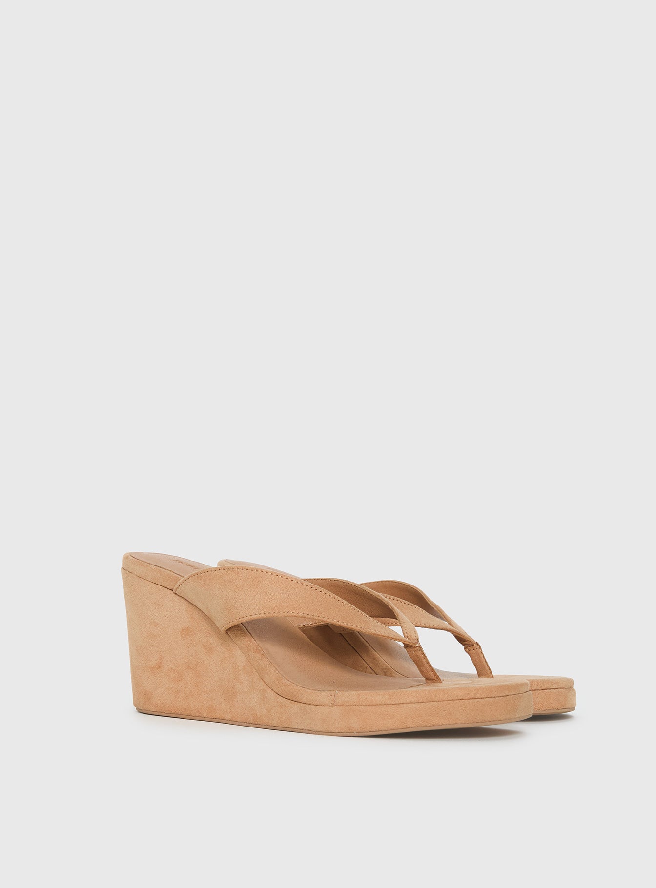 Kamiko Wedged Heels Tan Faux Suede - Image 3