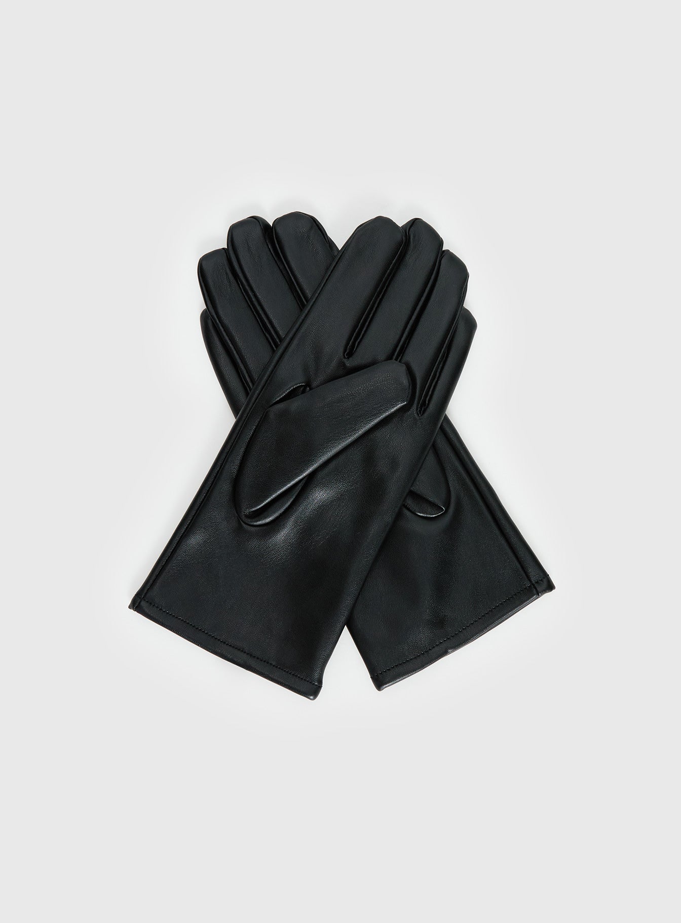 Zaylah Faux Leather Stud Detail Gloves Black - Image 3