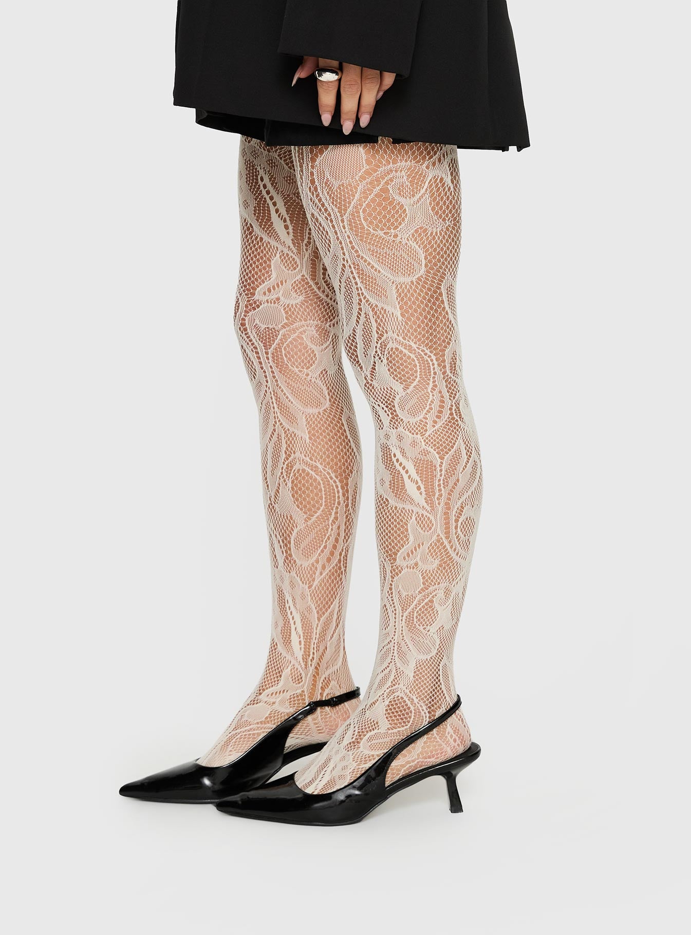 Places To Go Sheer Lace Tights White - Image 3