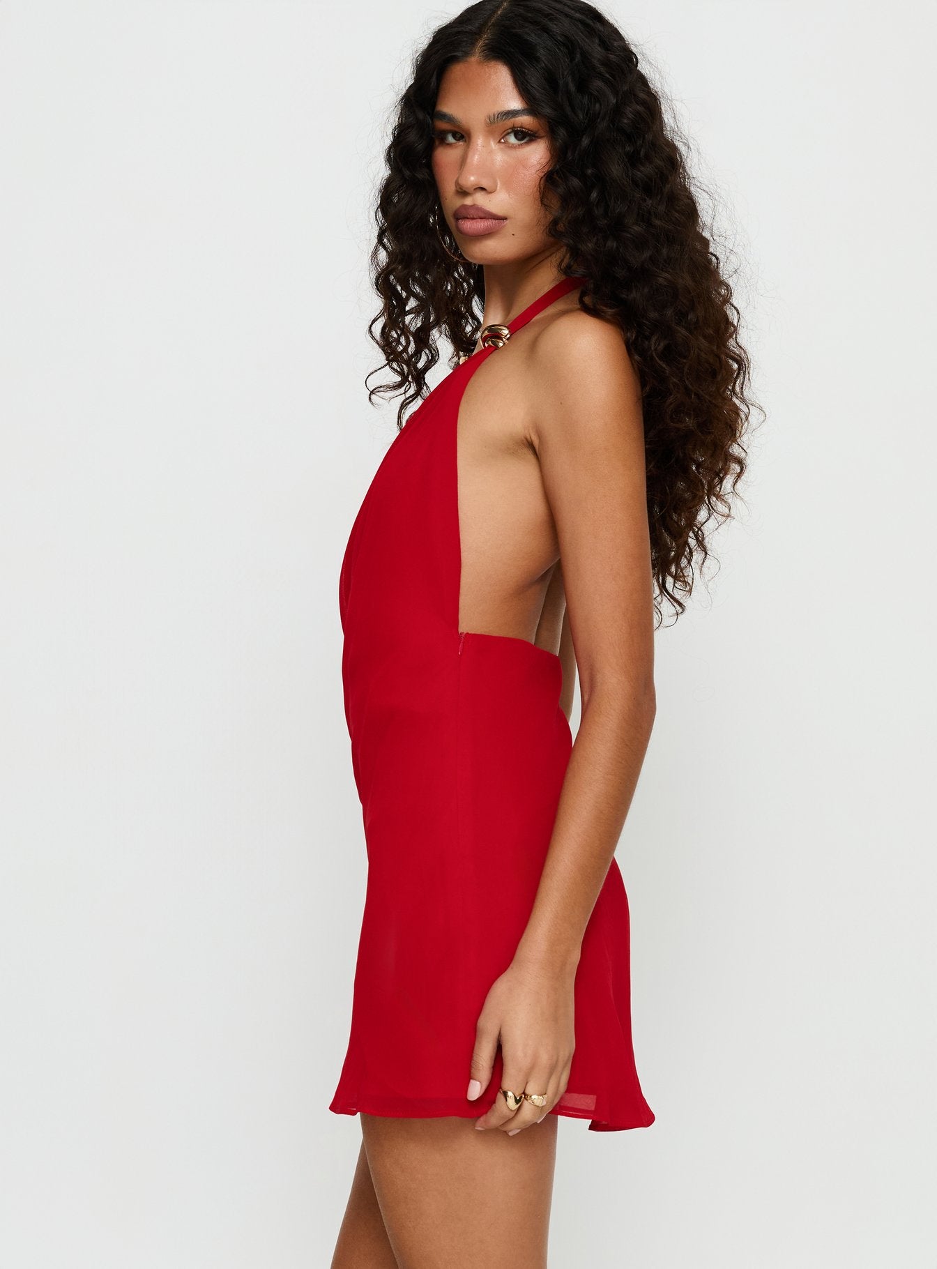 Martita Halter Hardware Mini Dress Red - Image 4