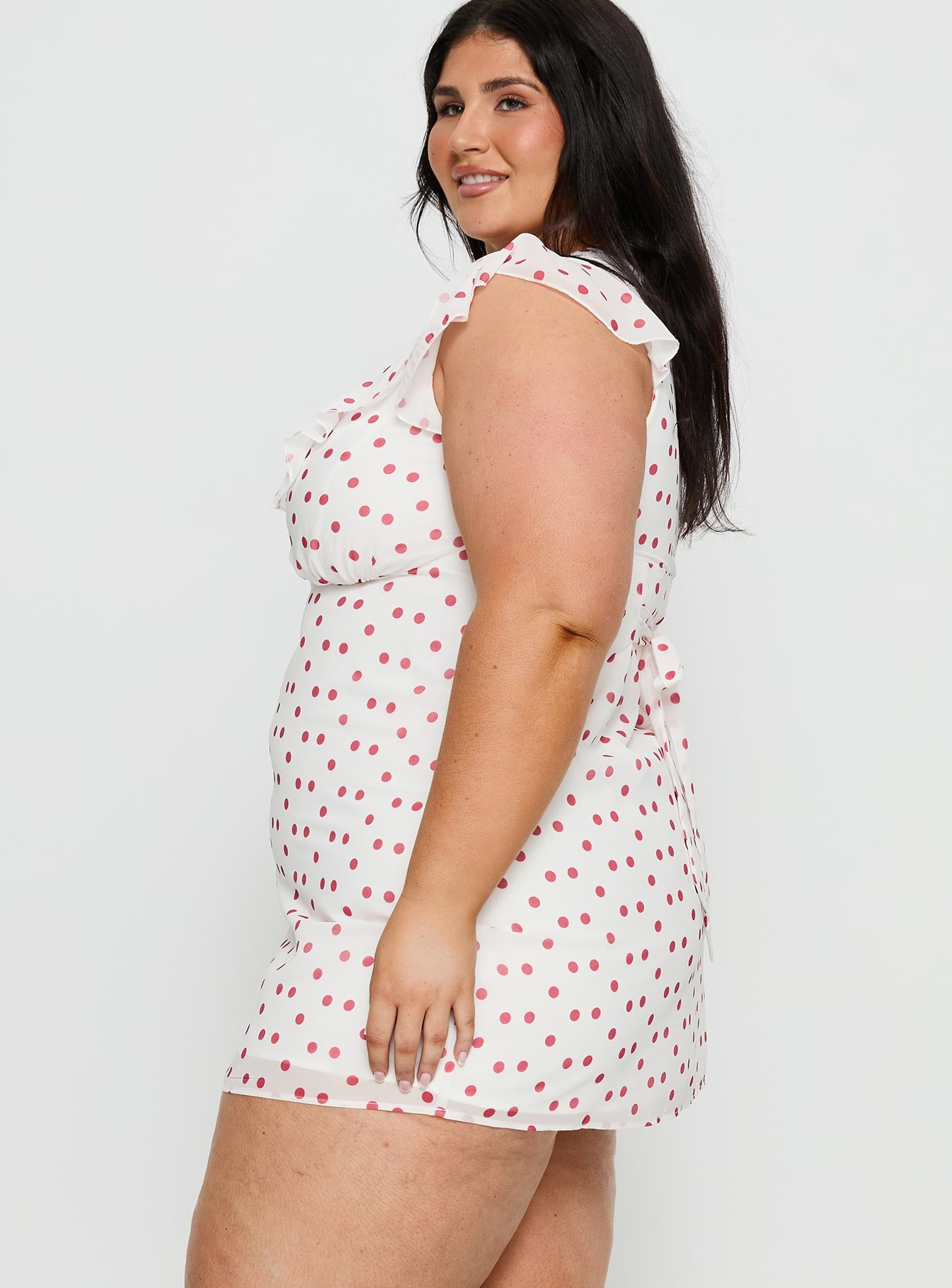 I Guess So Mini Dress White Burgundy Curve - Image 4