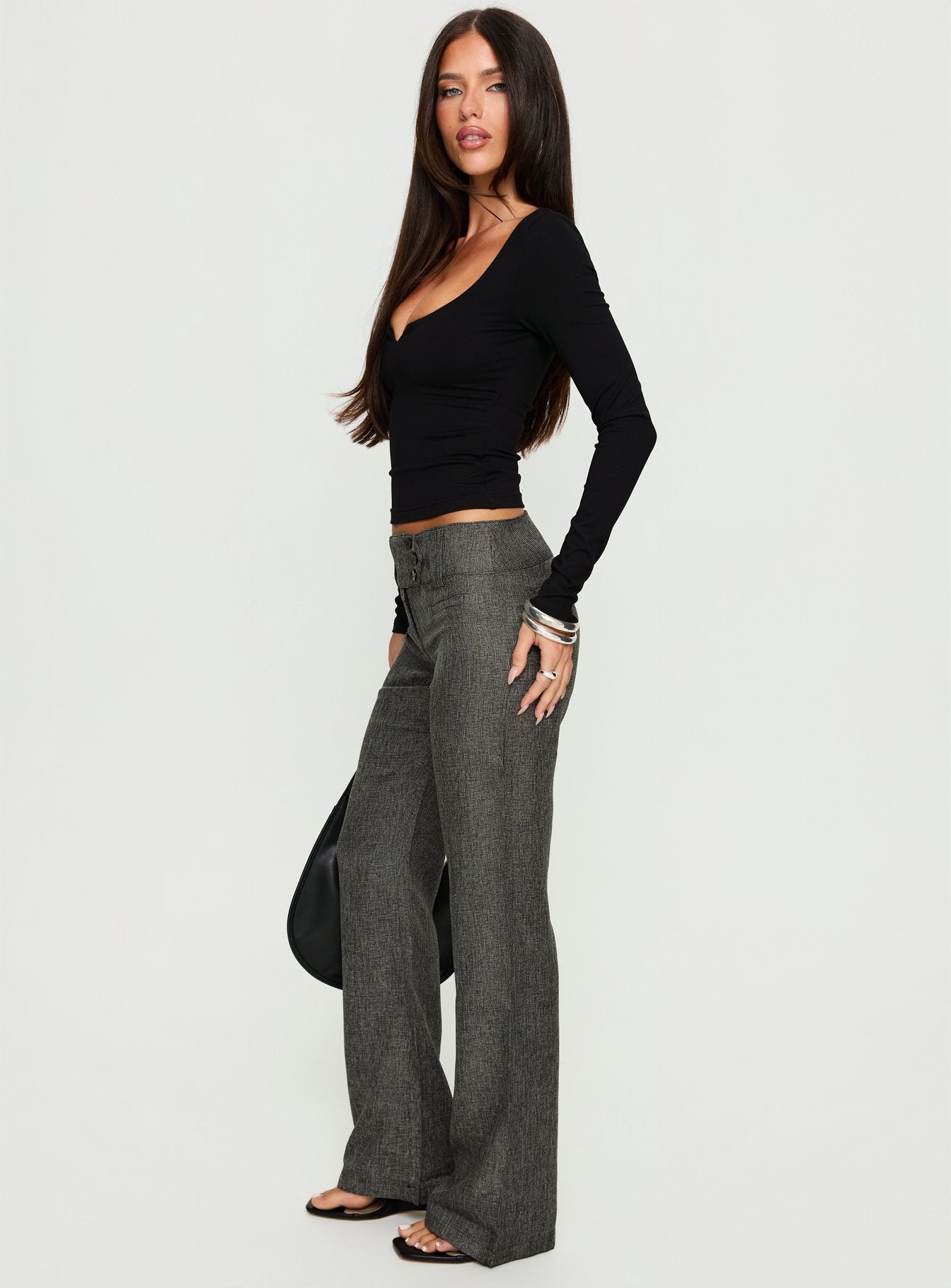 Karola Asymmetrical Buckle Pants Grey - Image 3