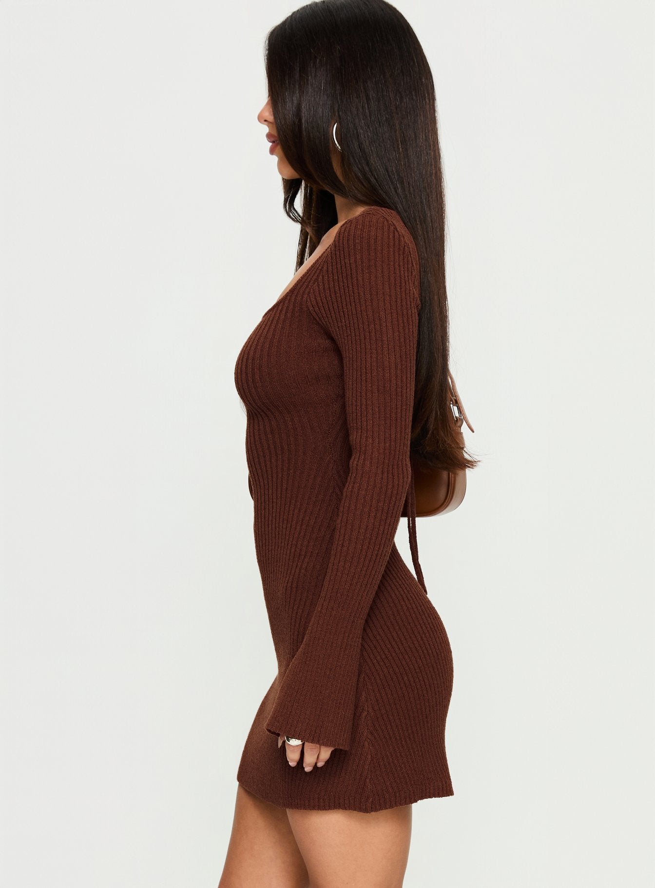 Brownhall Long Sleeve Mini Dress Mocha - Image 4