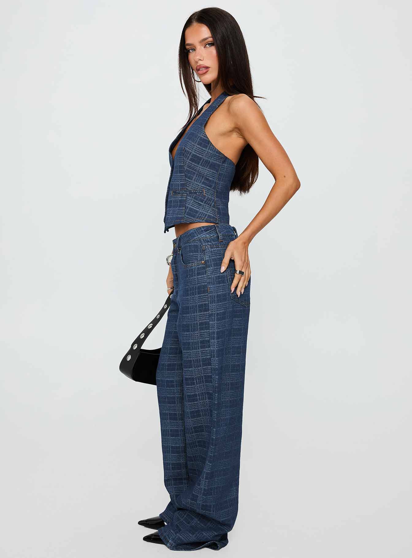 Renewal Halter Top Indigo Plaid - Image 4