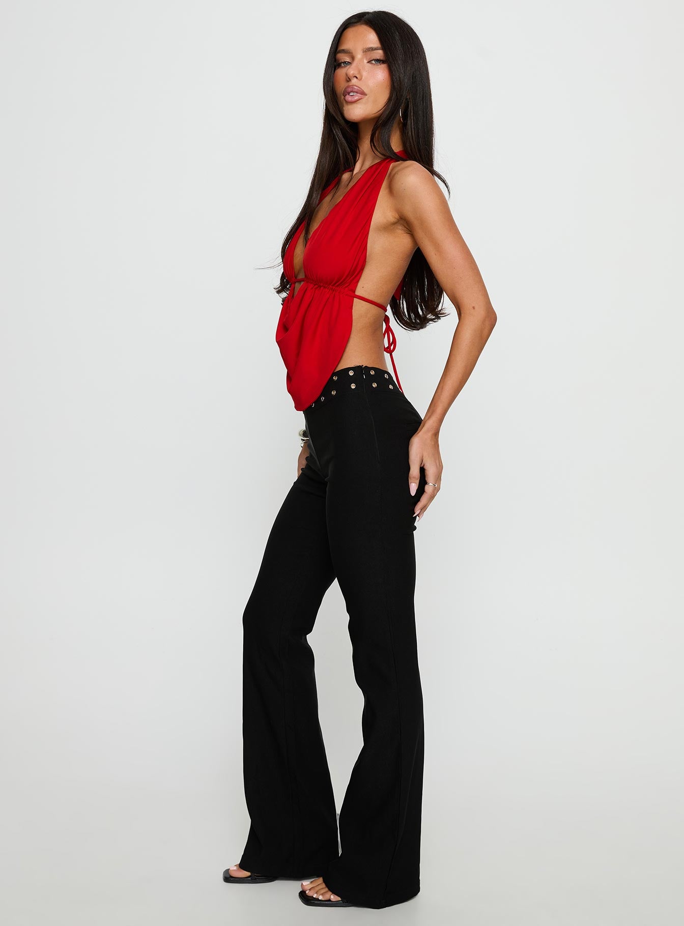 Yevina Eyelet Flare Pant Black - Image 4