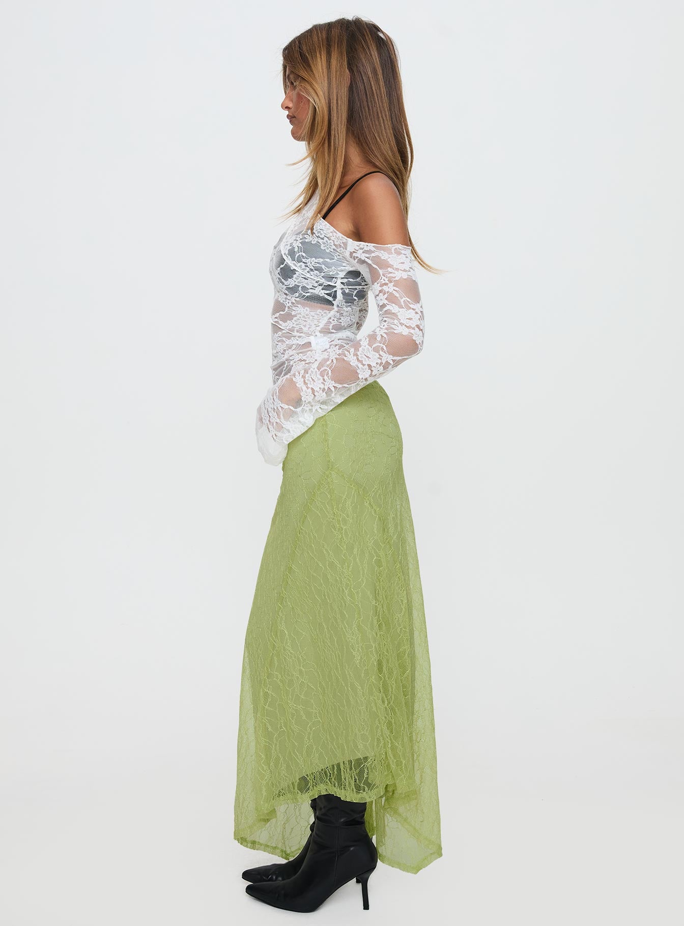 Dreamcatcher Lace Maxi Skirt Green - Image 6