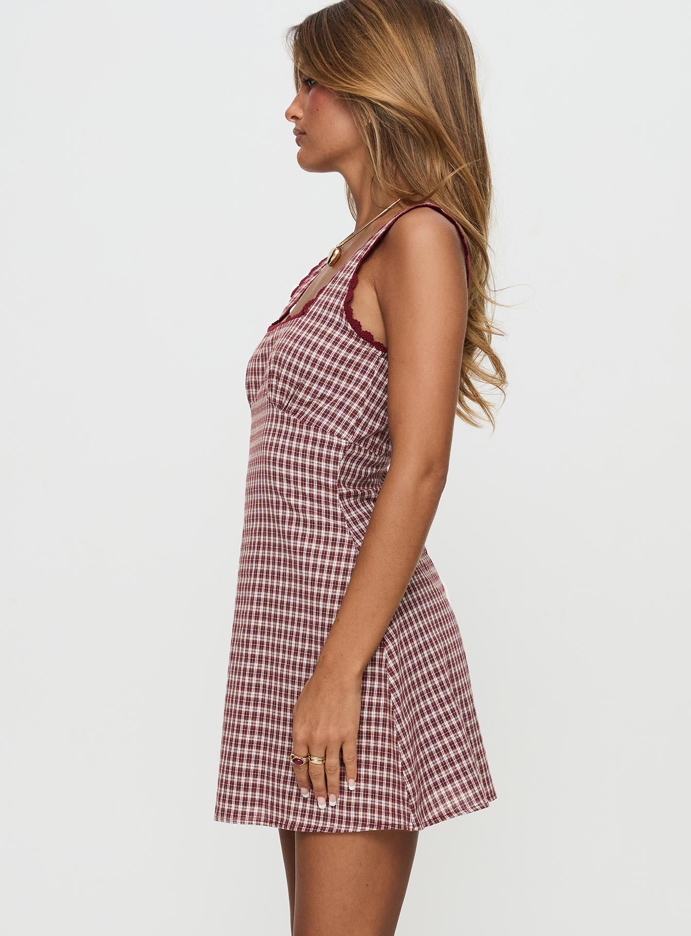 Dasha Mini Dress Red Check Petite - Image 5