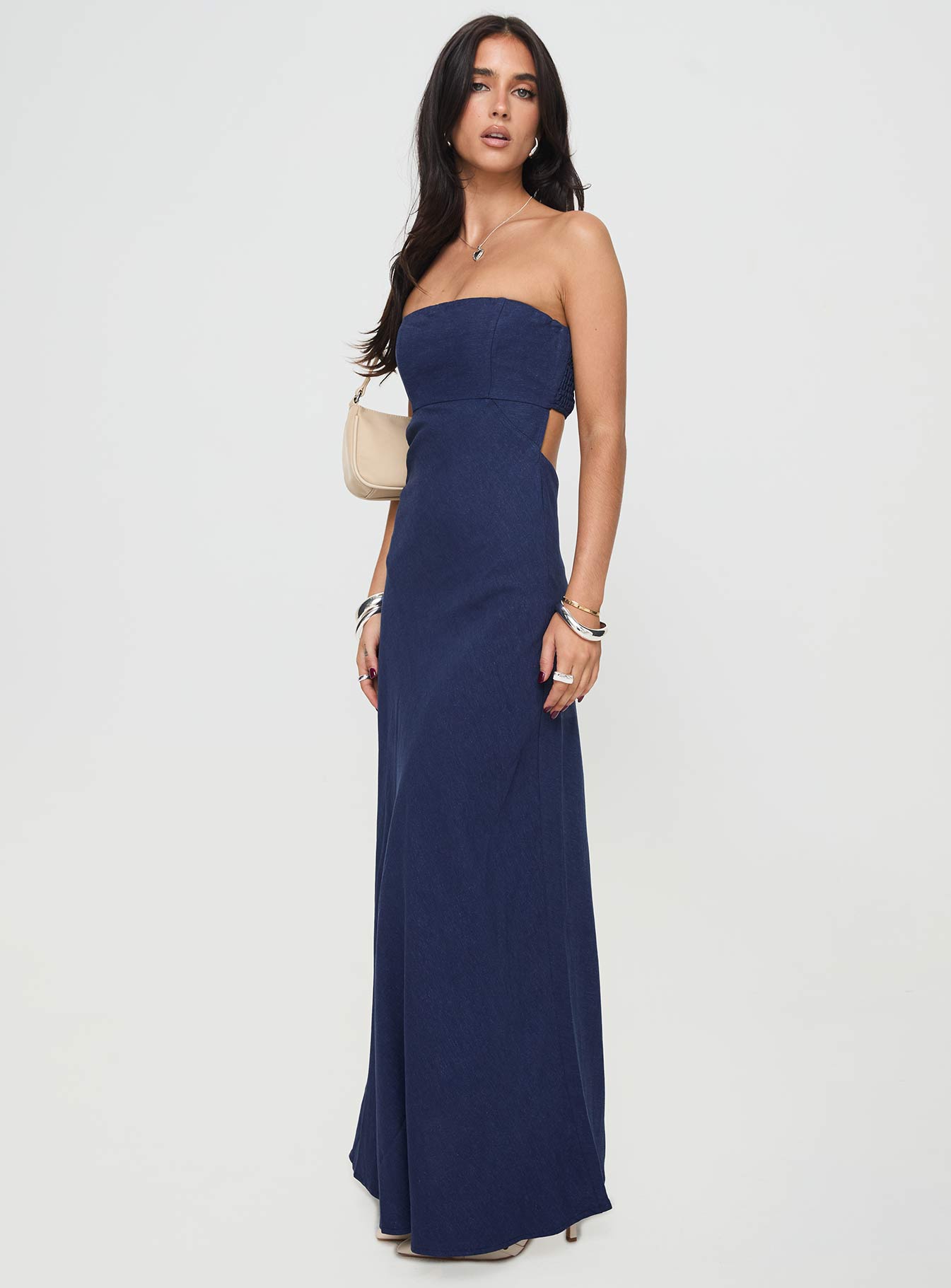 Yahir Strapless Maxi Dress Navy - Image 3