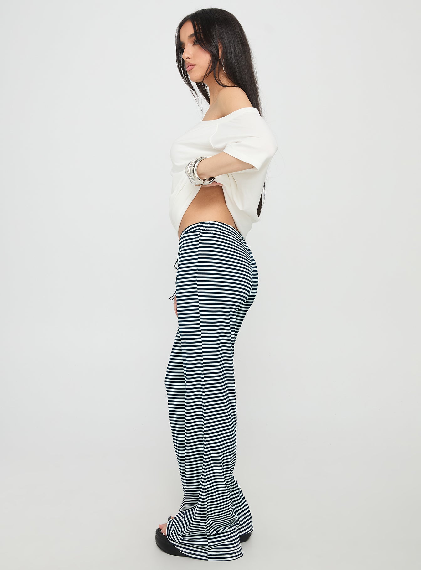 Alfreda Jersey Pants Navy Stripe - Image 4