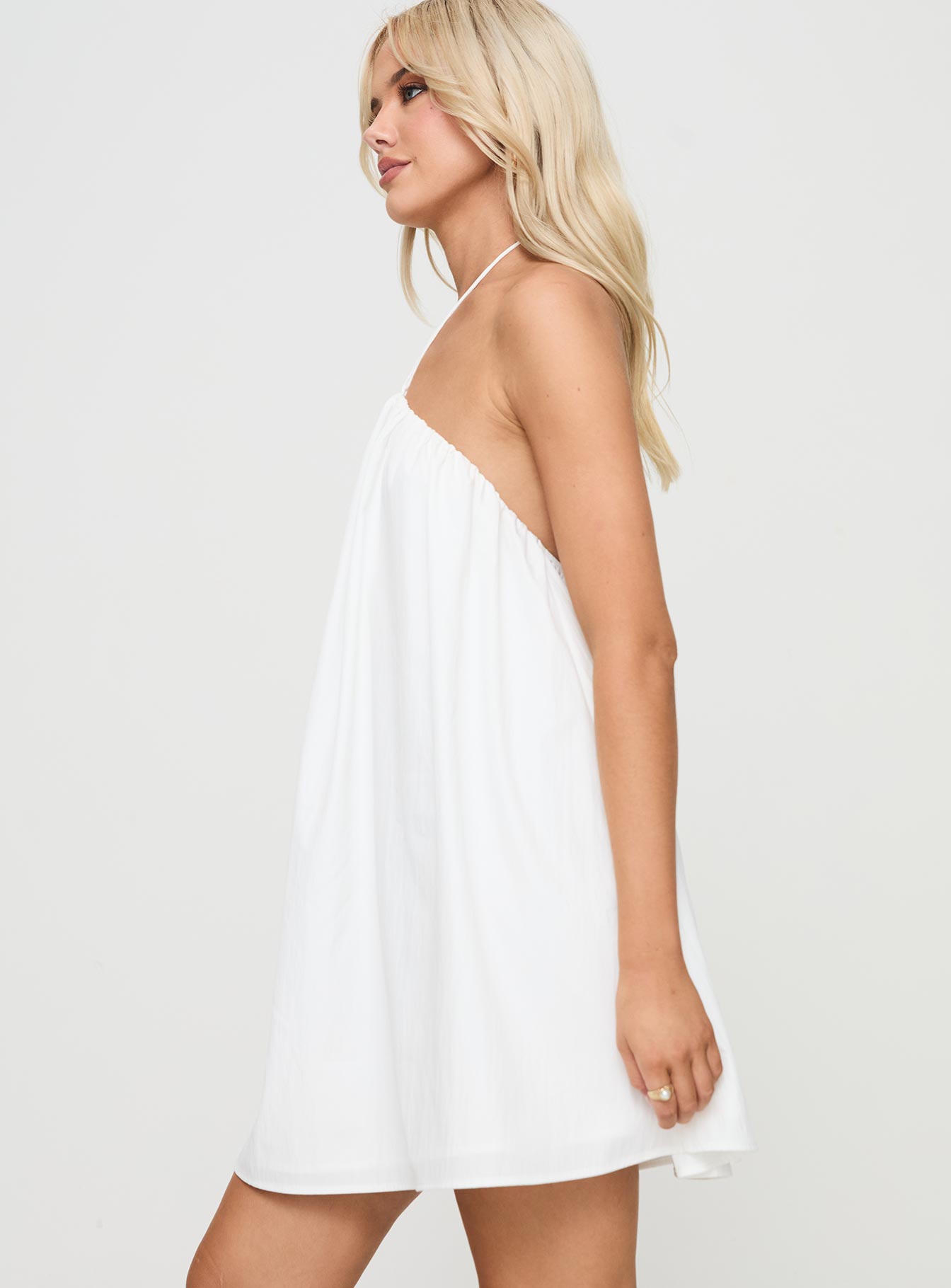 Peaco Halter Mini Dress White - Image 4