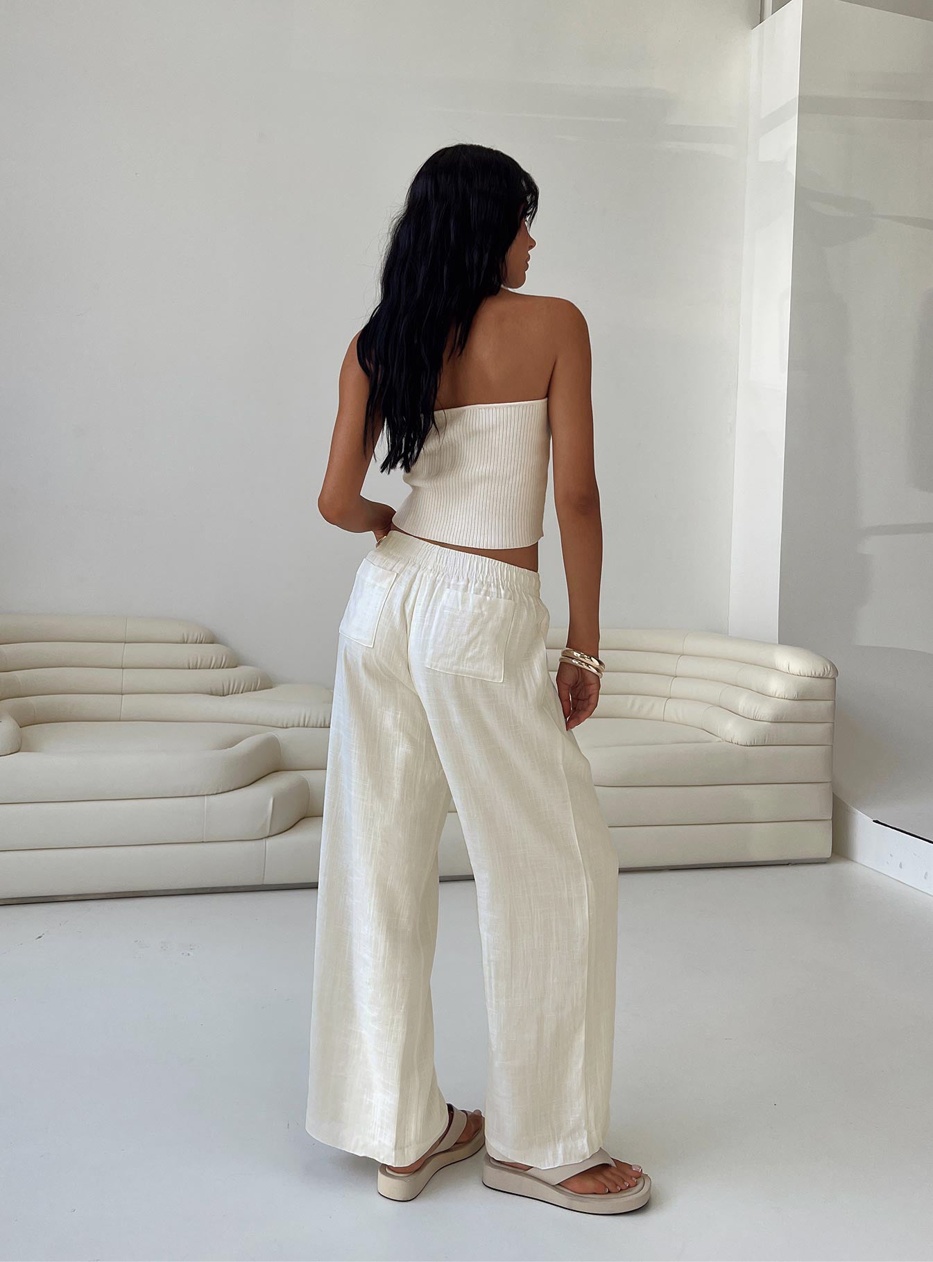 Louis Linen Blend Pants Off White - Image 4