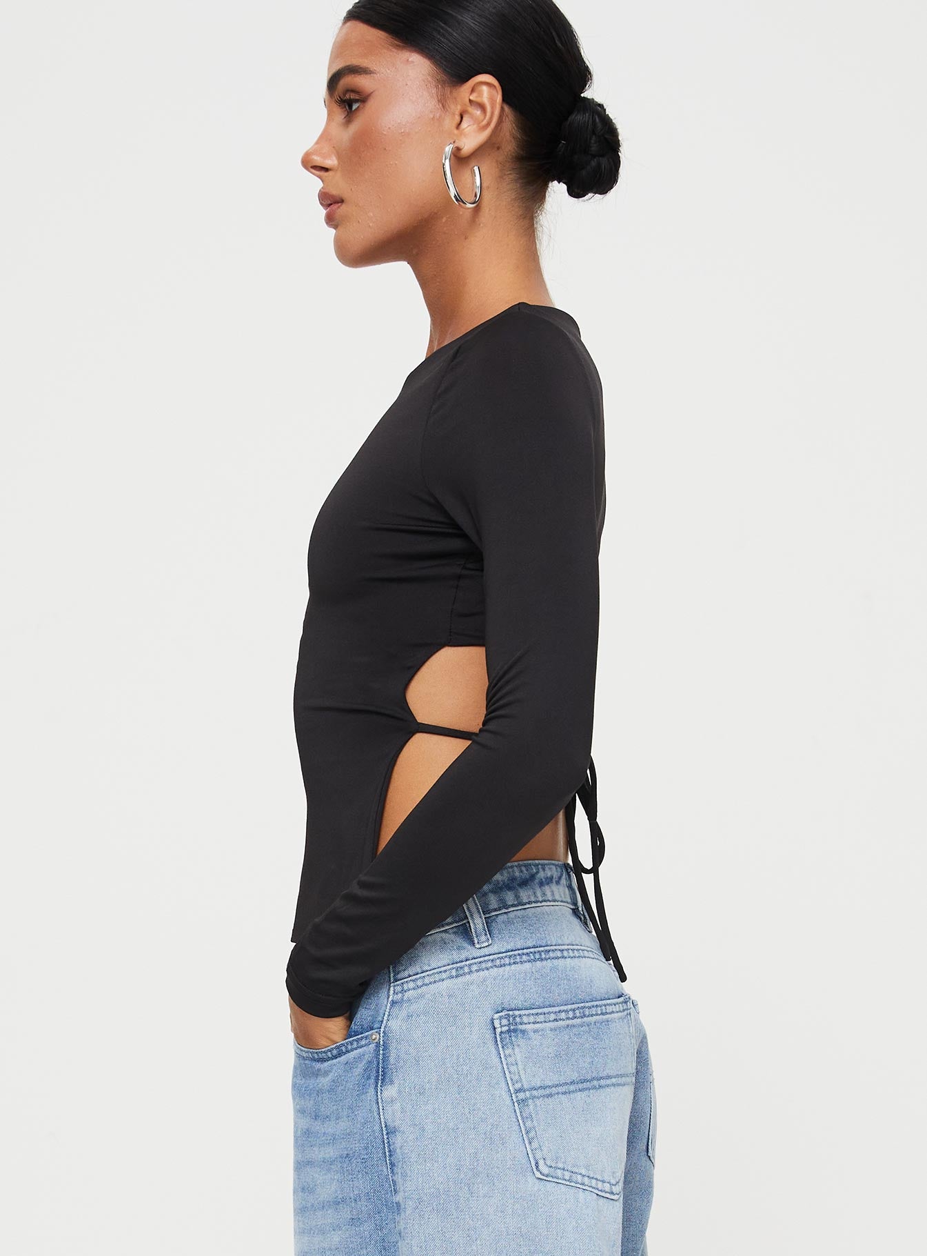 Uzo Long Sleeve Top Black - Image 4