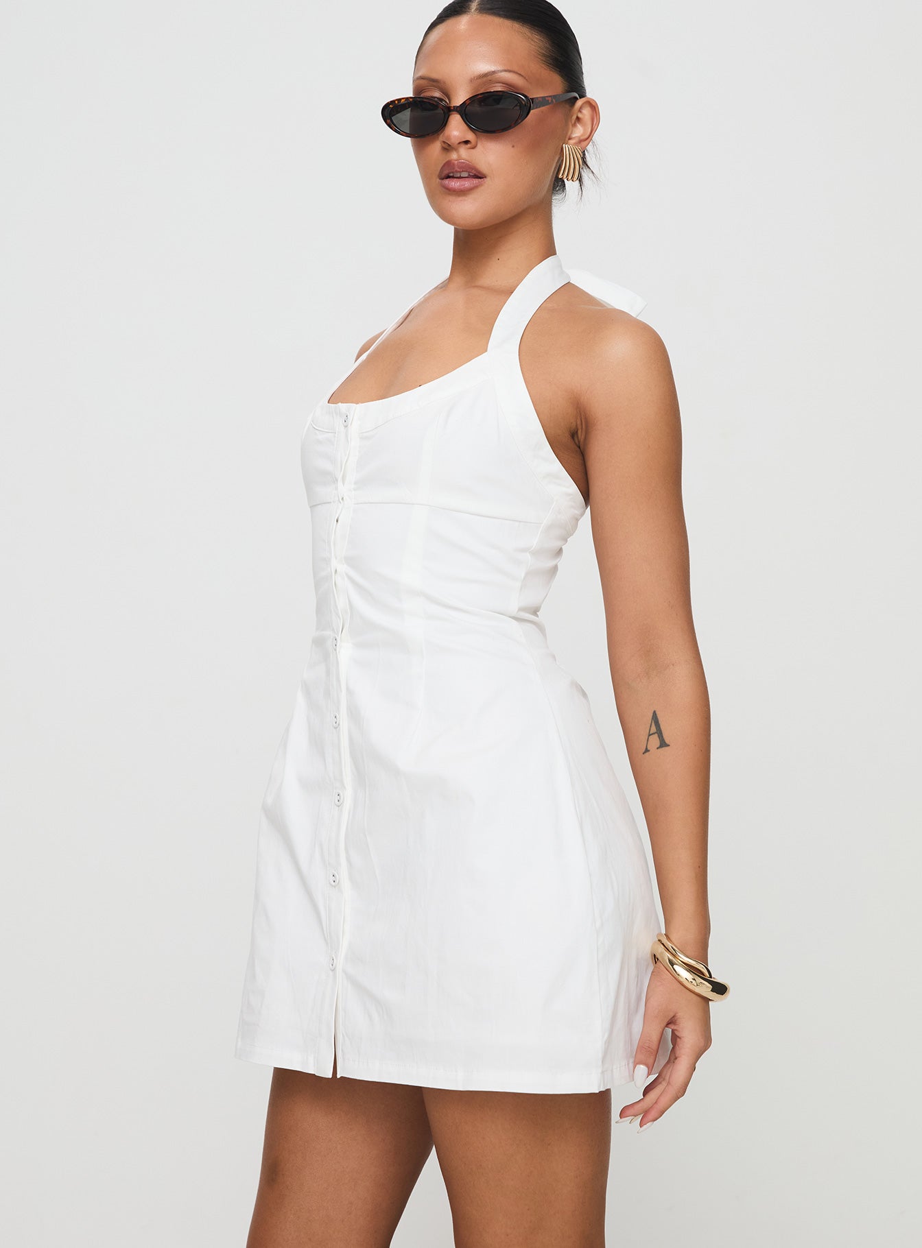 Mallorie Halter Mini Dress White - Image 4