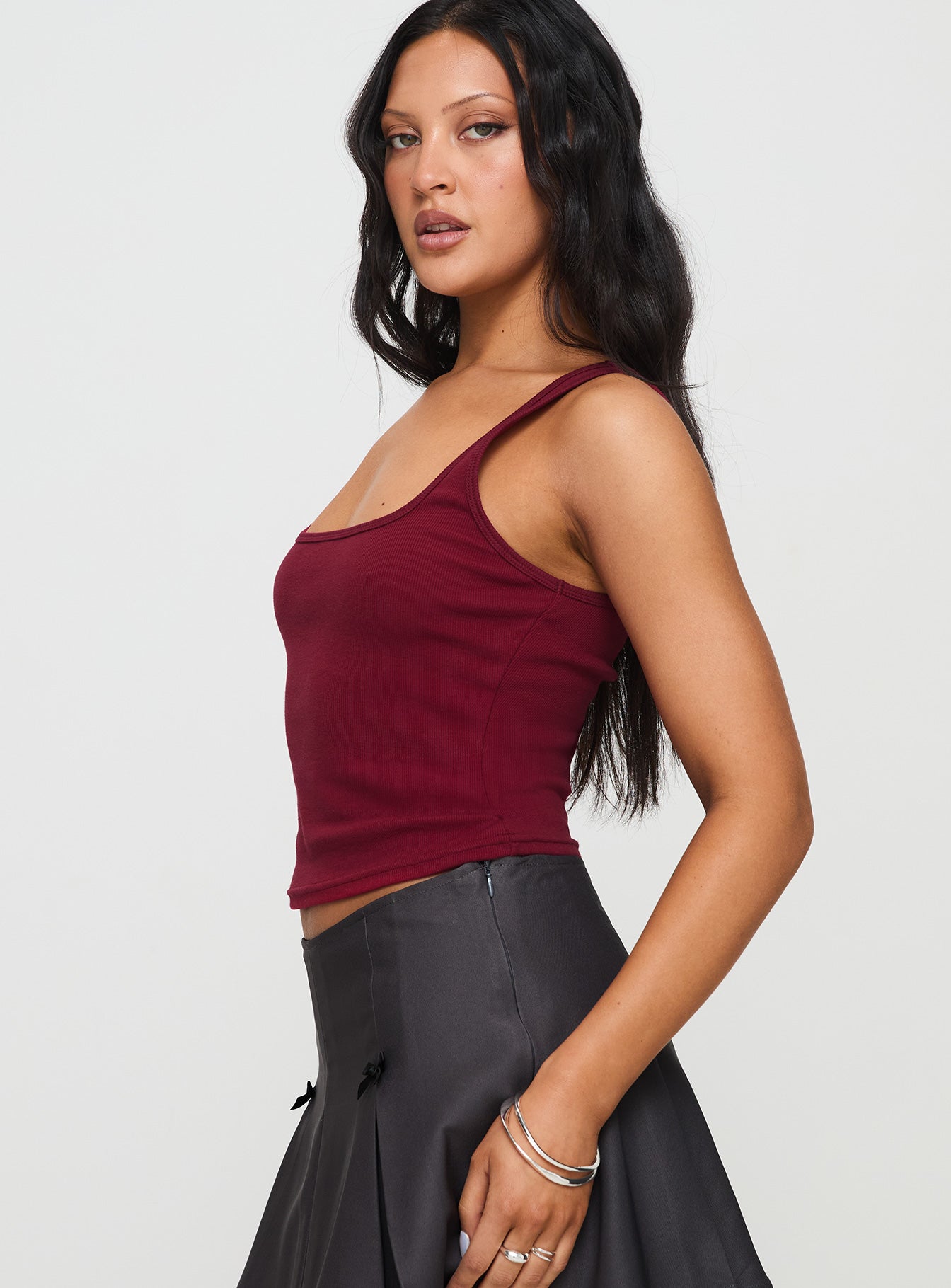 Baseline Square Neck Rib Tank Top Red - Image 4