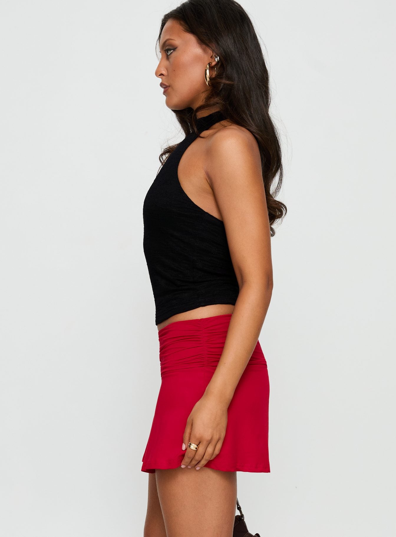 Tamsyn Ruched Mini Skirt Red - Image 3
