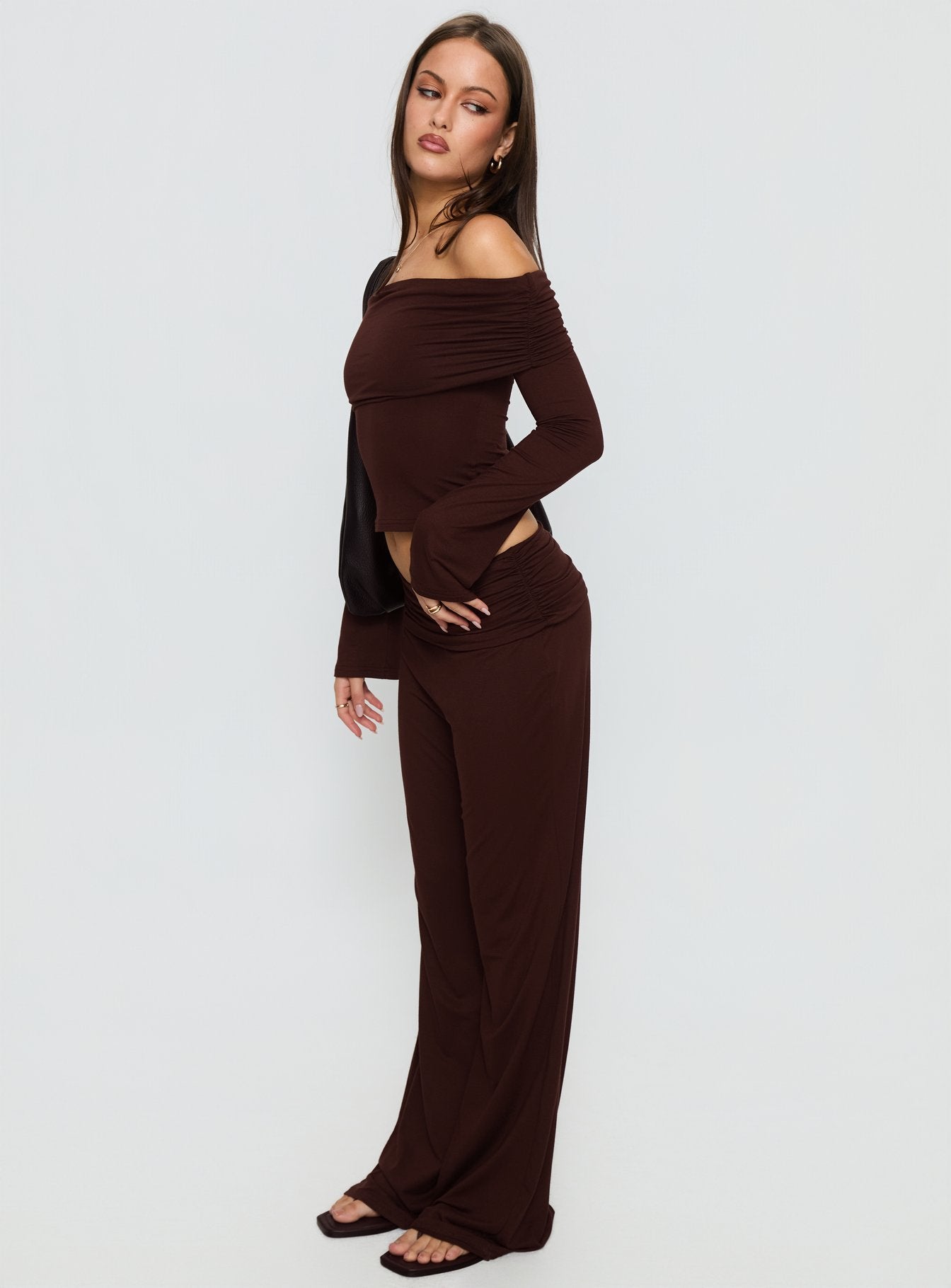 Fawne Ruched Folded Pants Brown - Image 4