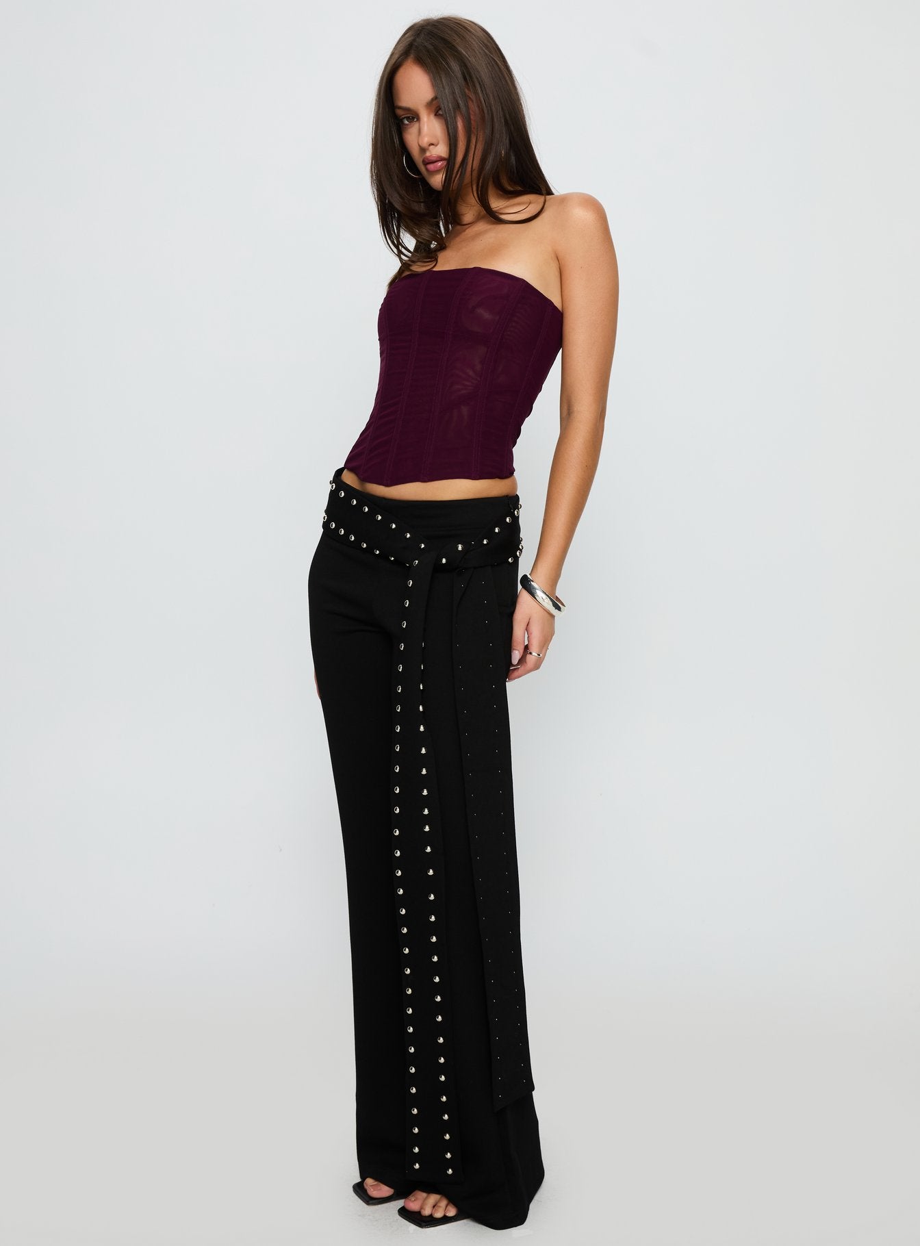 Nikolia Studded Wrap Belt Pants Black - Image 4