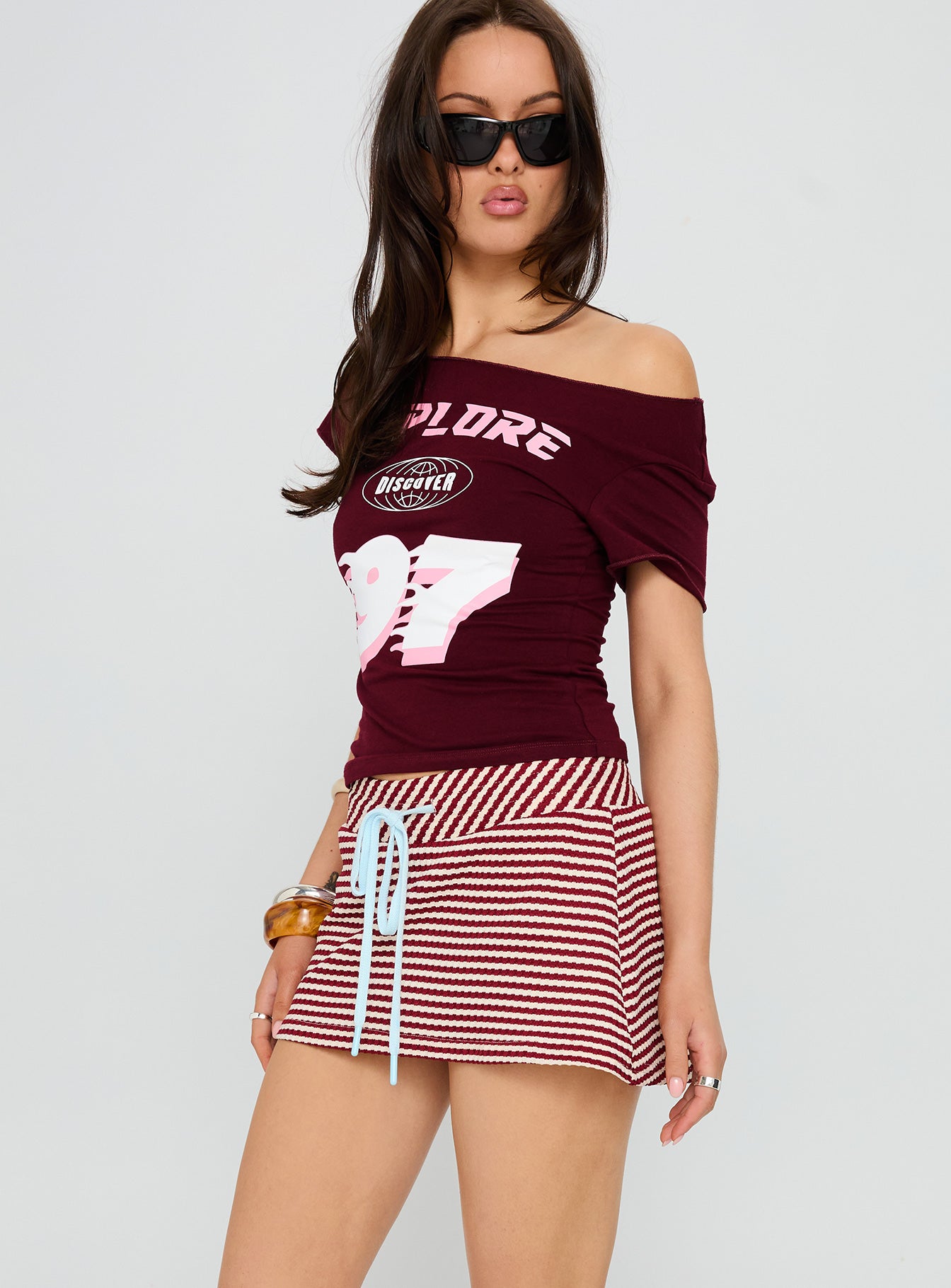 Bexi Textured Skort Red White Stripe - Image 4