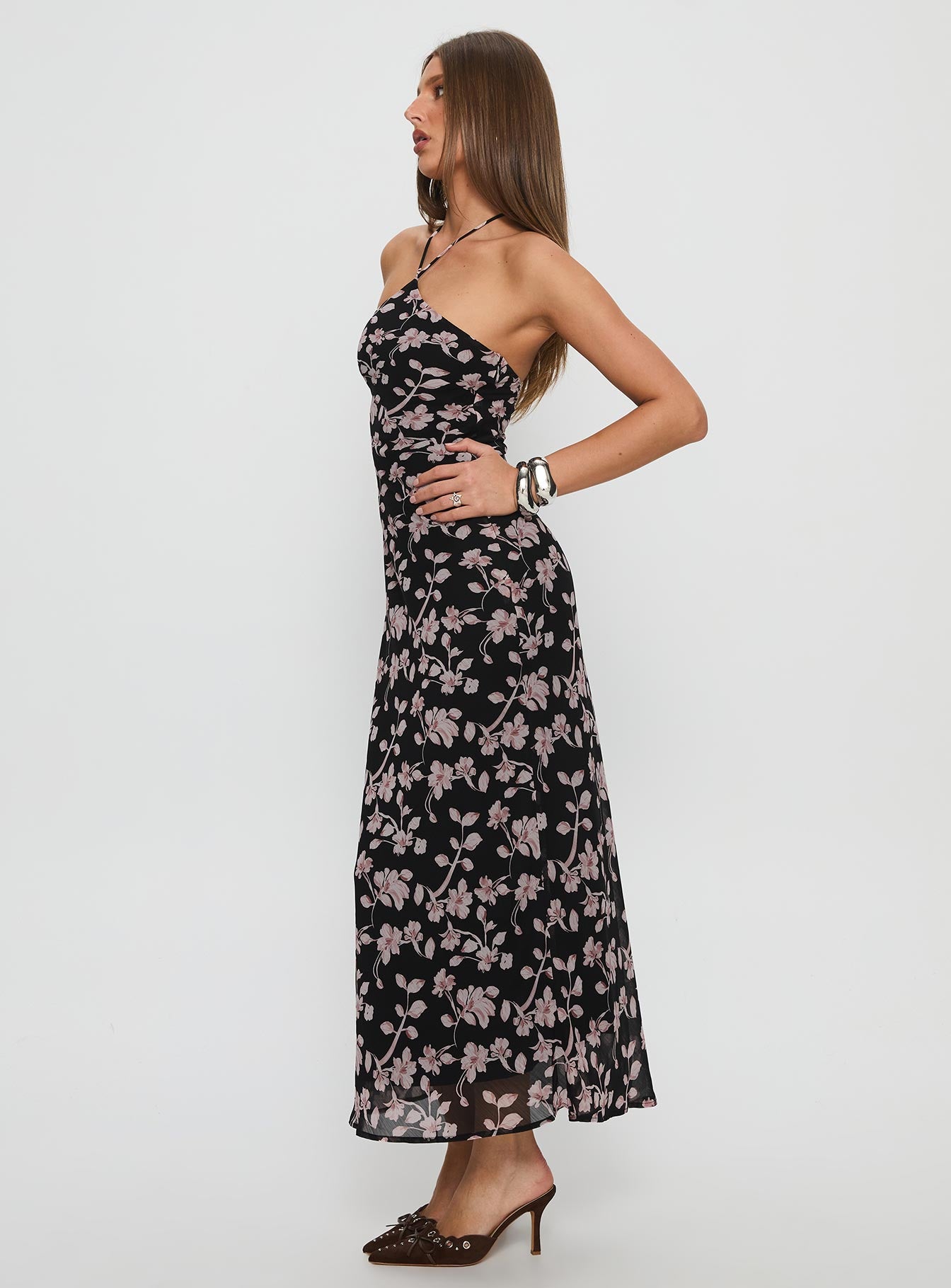 Anisa Halter Maxi Dress Black Floral - Image 4