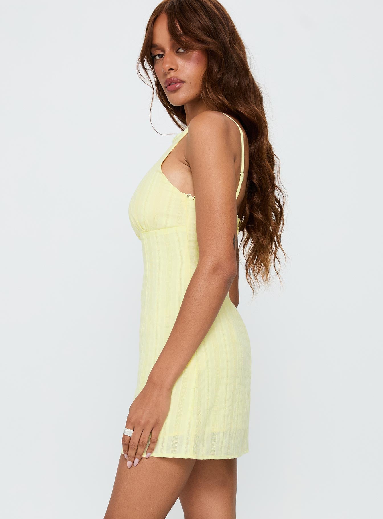 I Know Places Mini Dress Lemon - Image 3