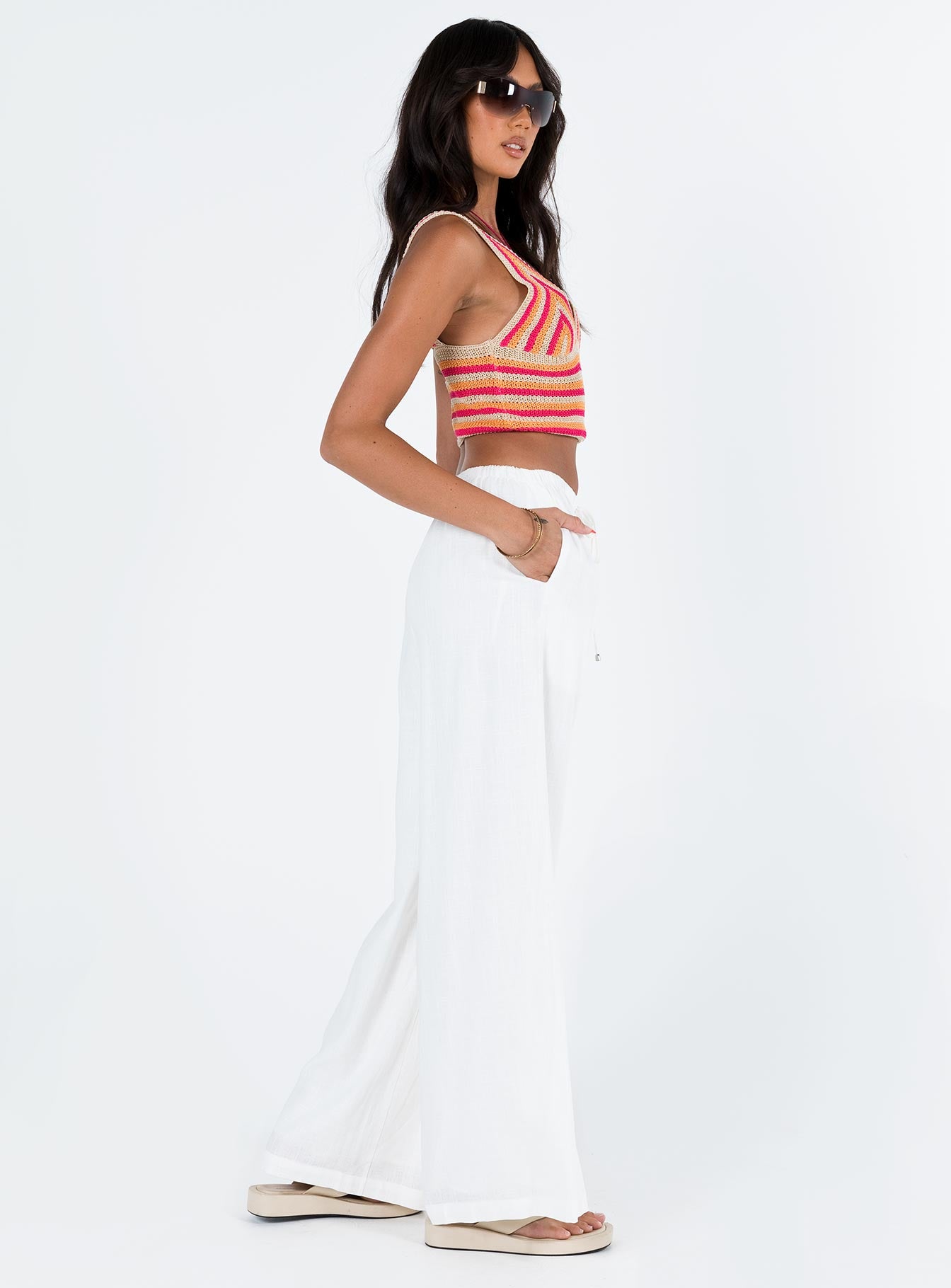 Ogilvie Linen Blend Pants White Petite - Image 3