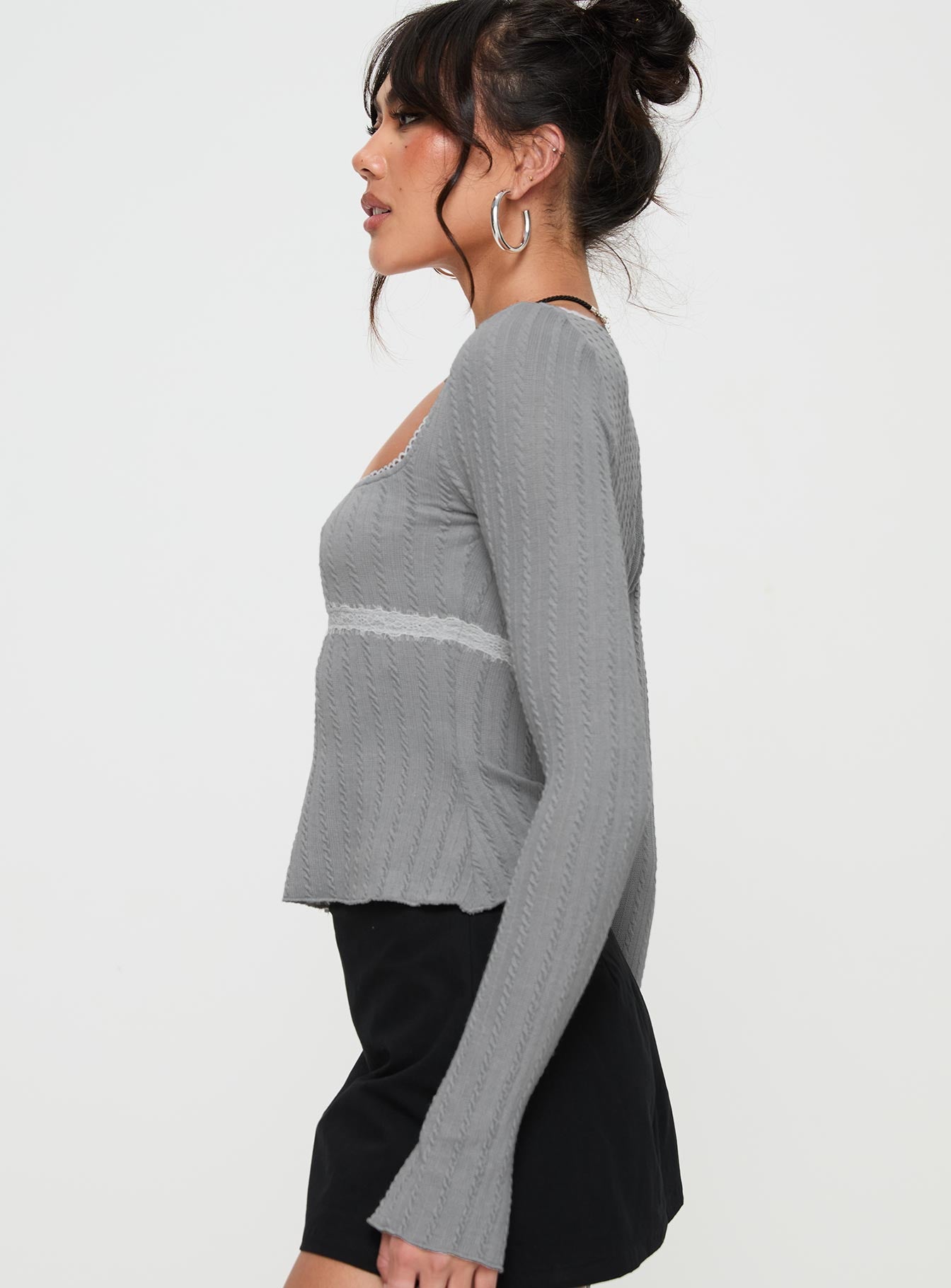 Noir Long Sleeve Top Grey - Image 4