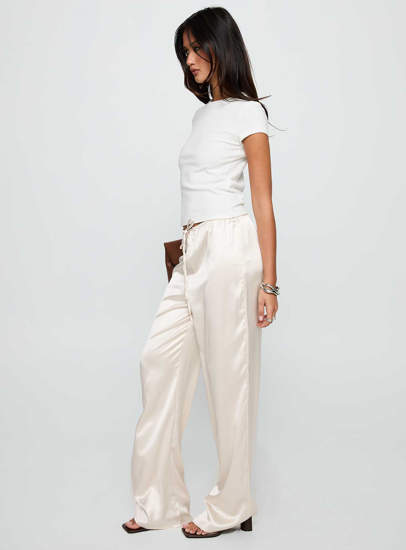 Soulstar Satin Pants Champagne - Image 4