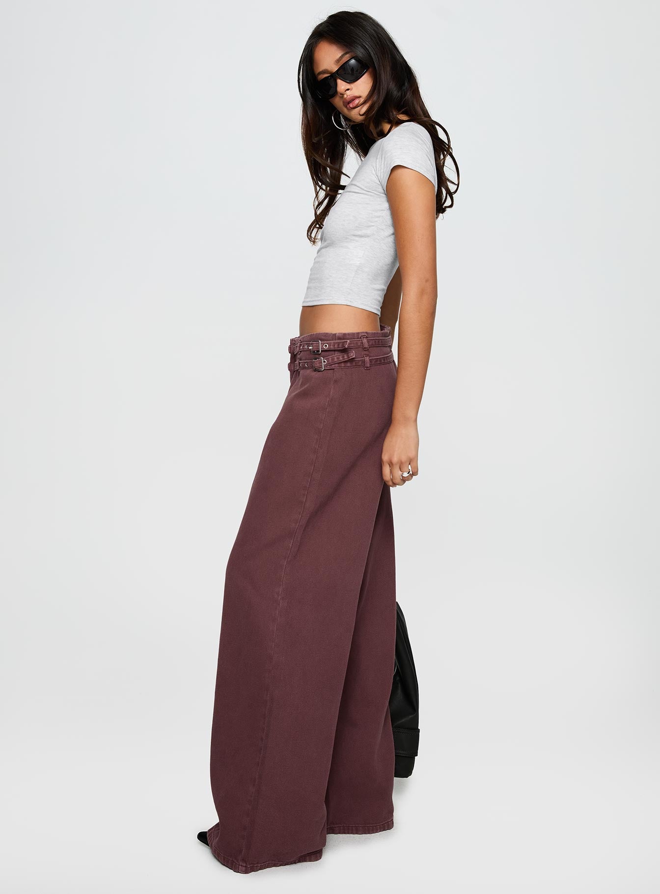 Baccarat Mid Rise Wide Leg Belted Pant Chocolate - Image 5