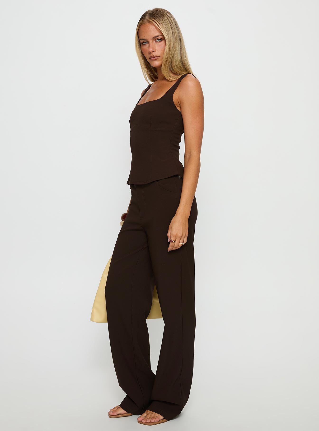Kinsie Tailored Pants Brown - Image 4