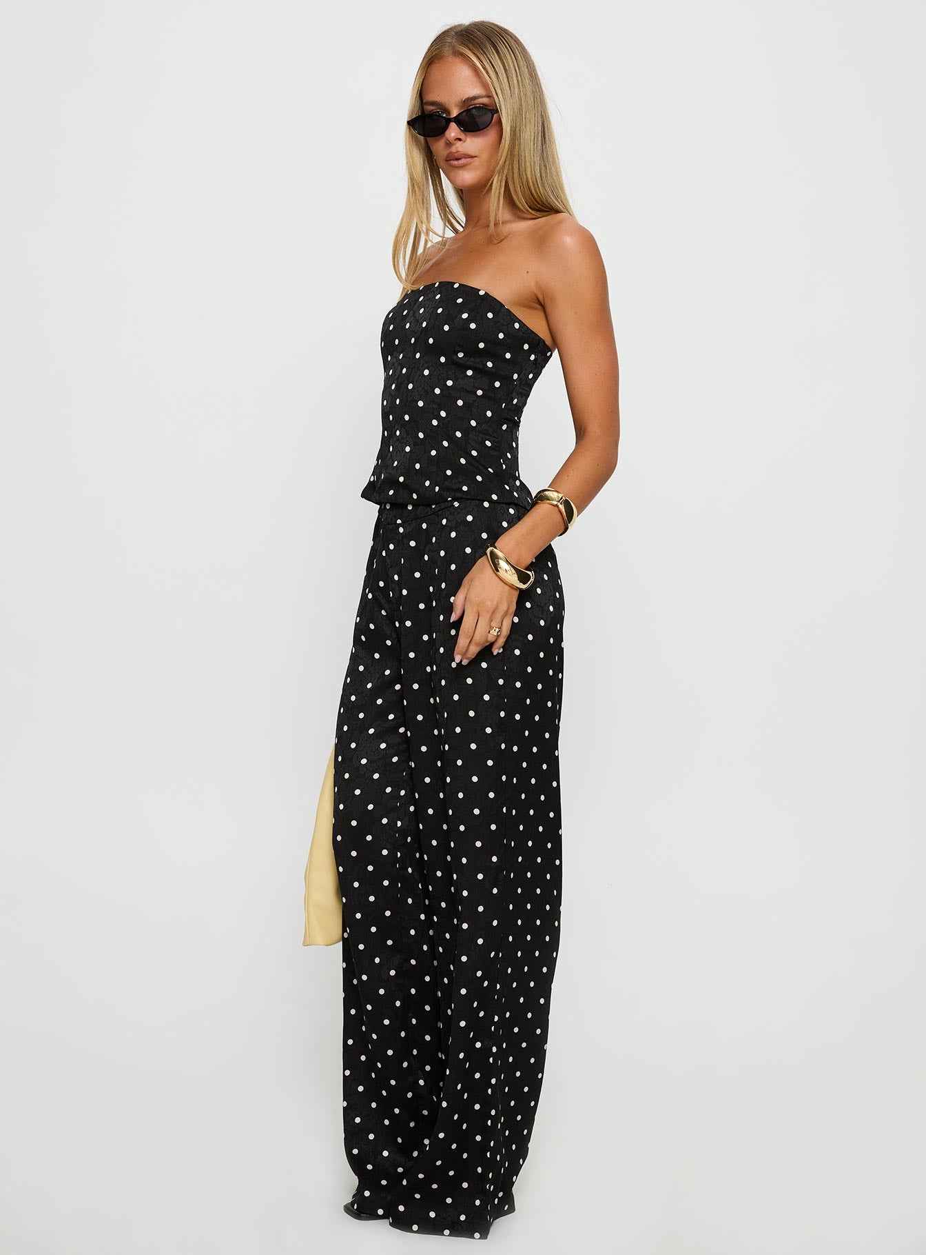 Powdered Sugar Strapless Set Black Polka - Image 4