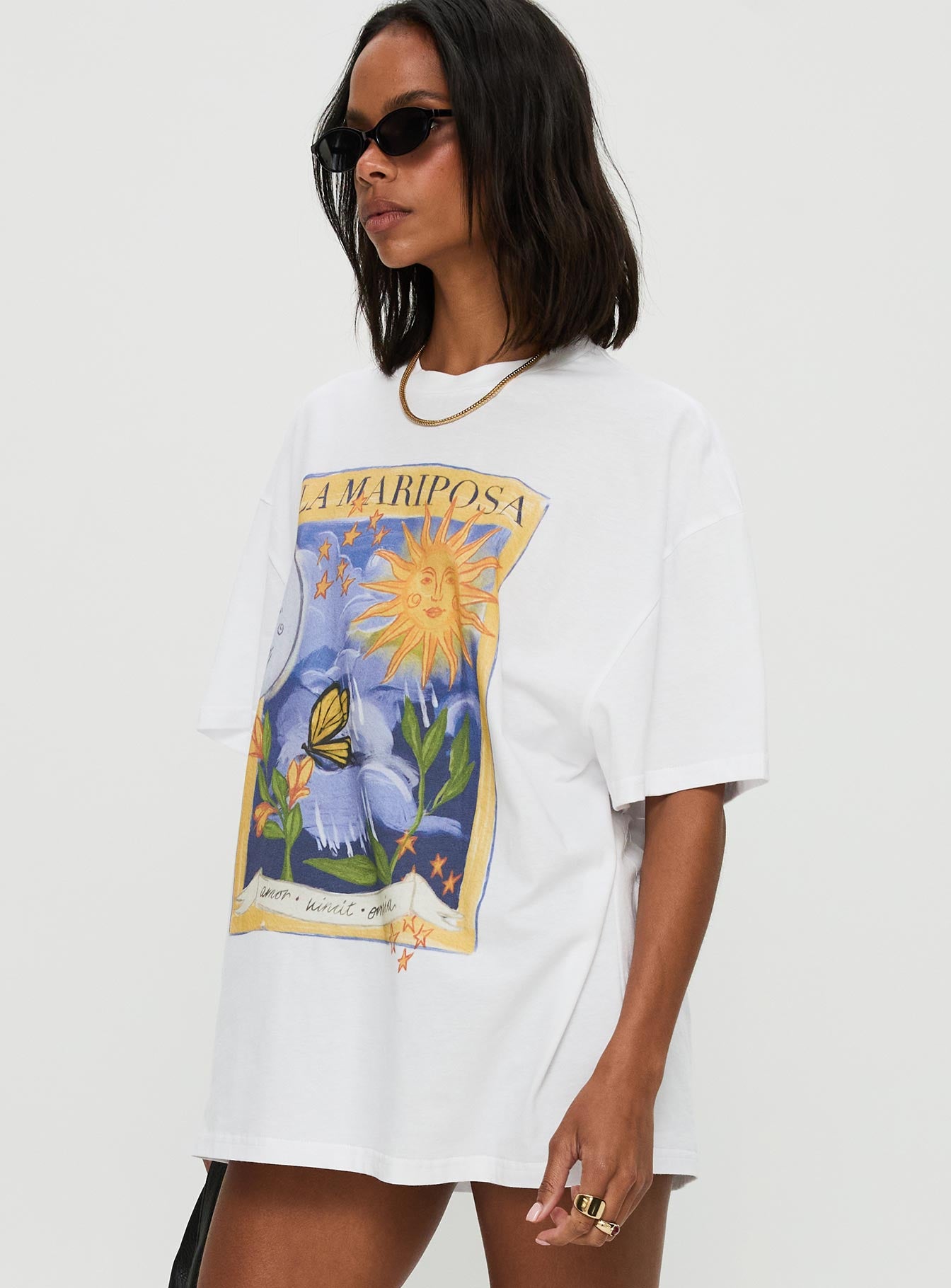 Tarot Card Oversized Graphic Top White Multi - Image 4