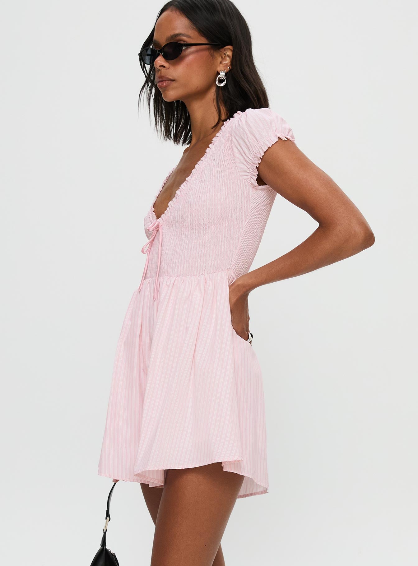 Wescott Stripe Playsuit Pink White - Image 4