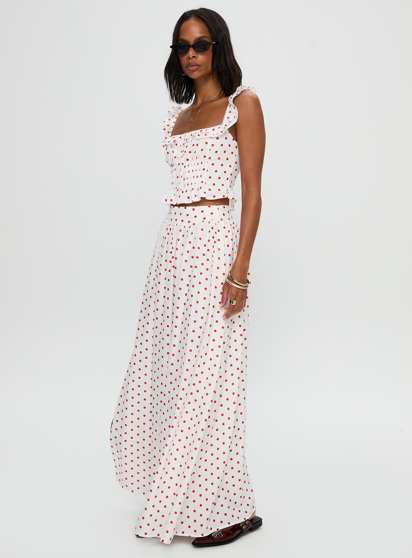 Valerio Maxi Skirt White Red - Image 4